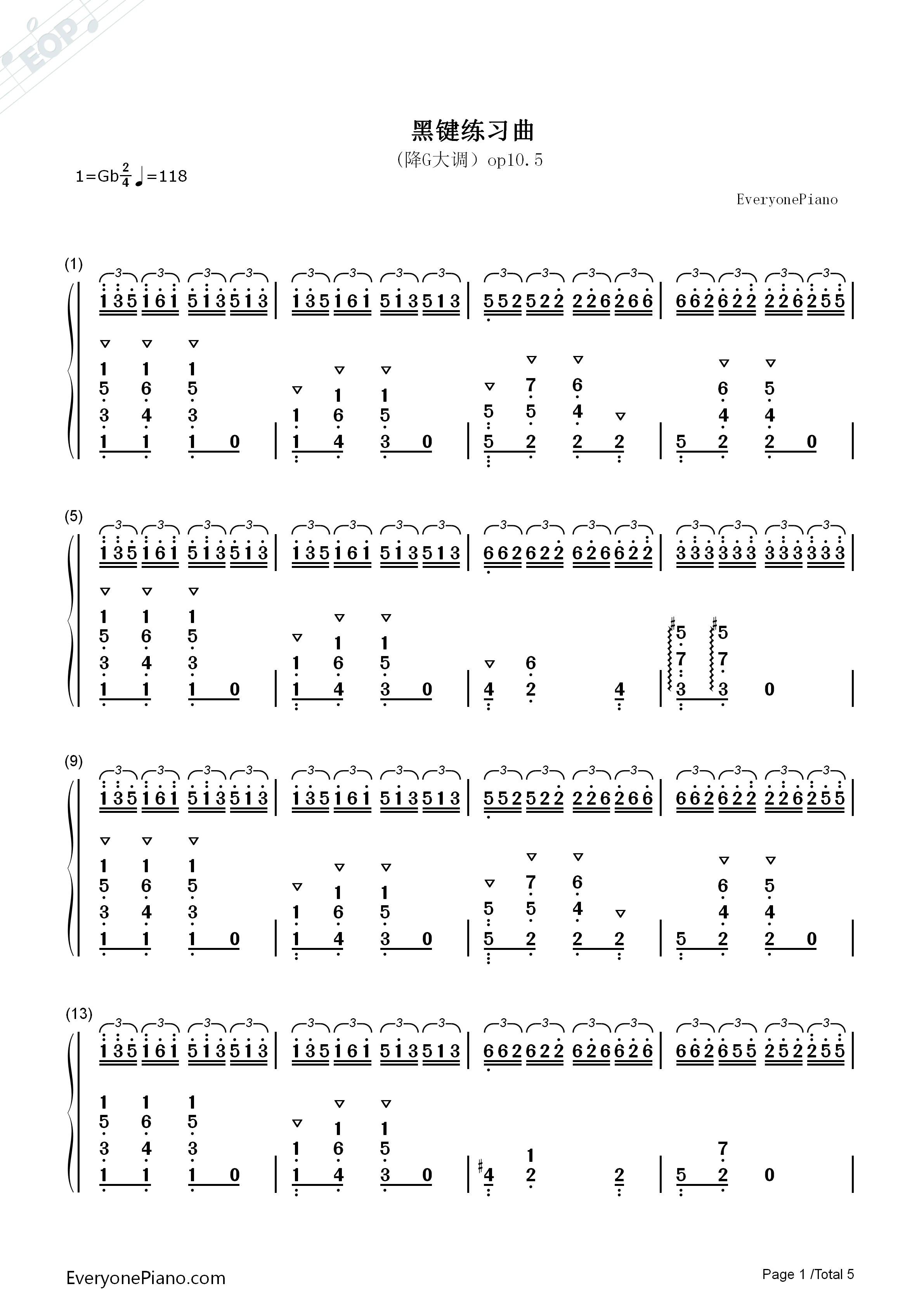 黑键练习曲钢琴简谱_肖邦演唱