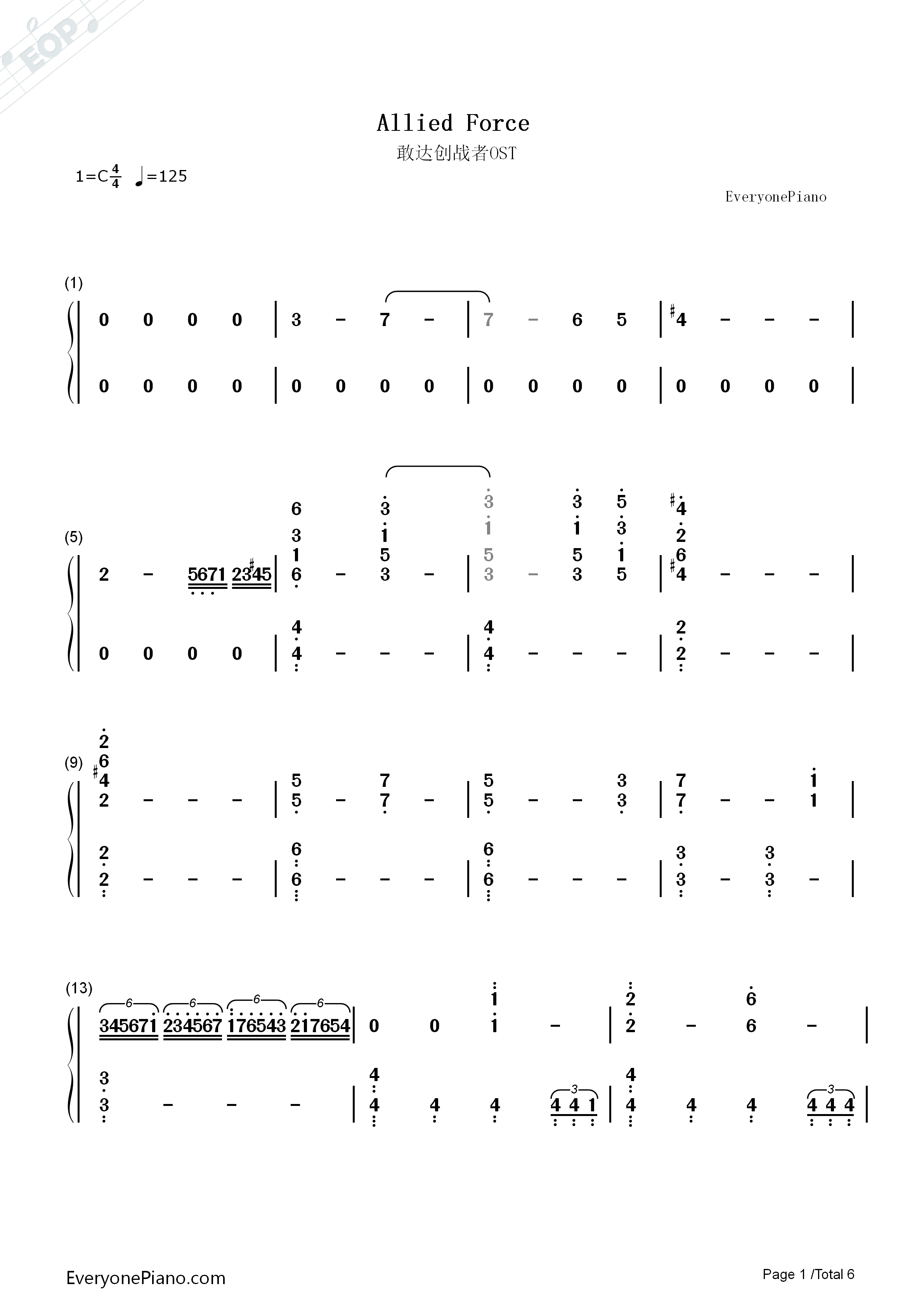 Allied_Force钢琴简谱_林ゆうき演唱