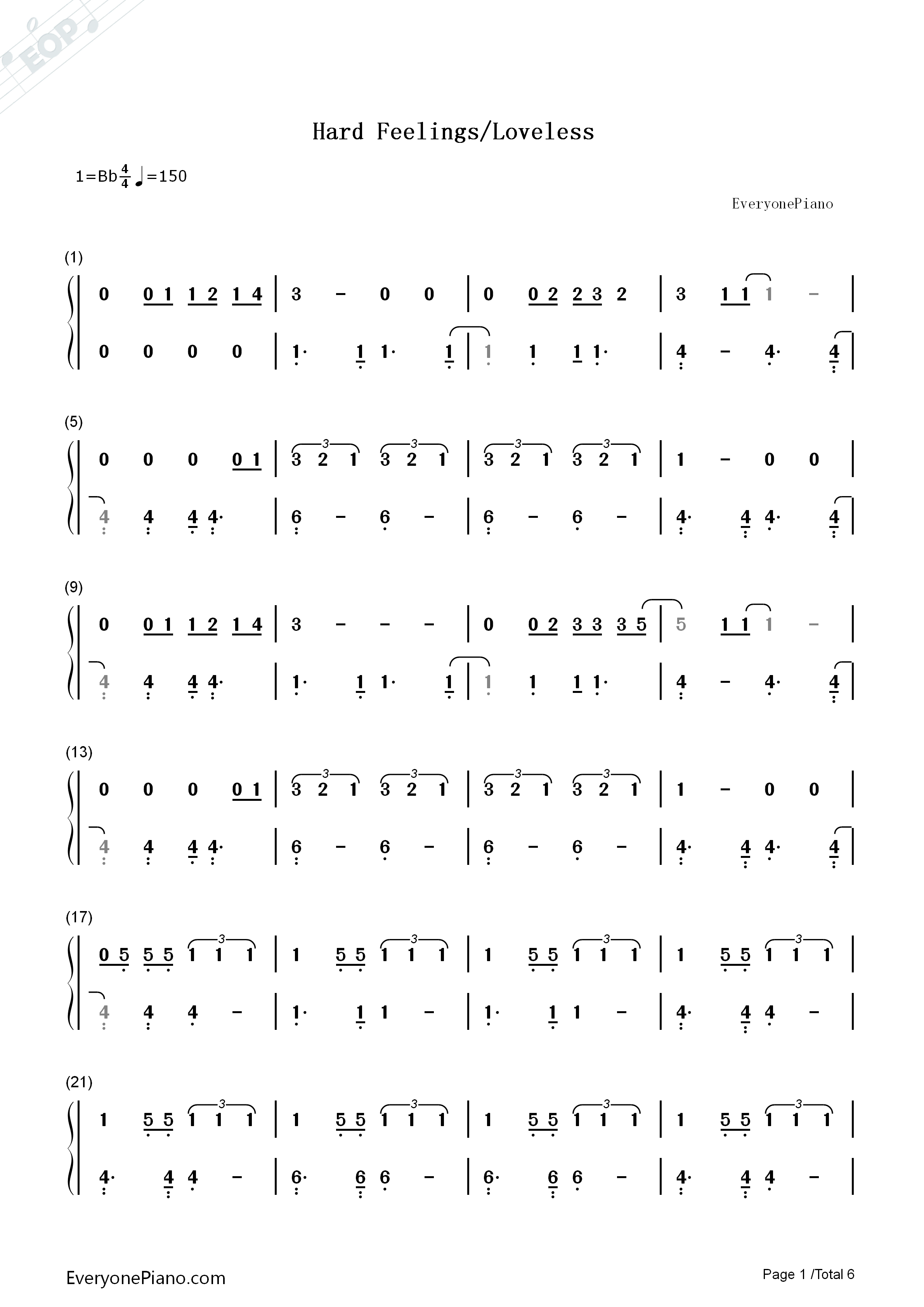 Hard_Feelings_Loveless钢琴简谱_Lorde演唱