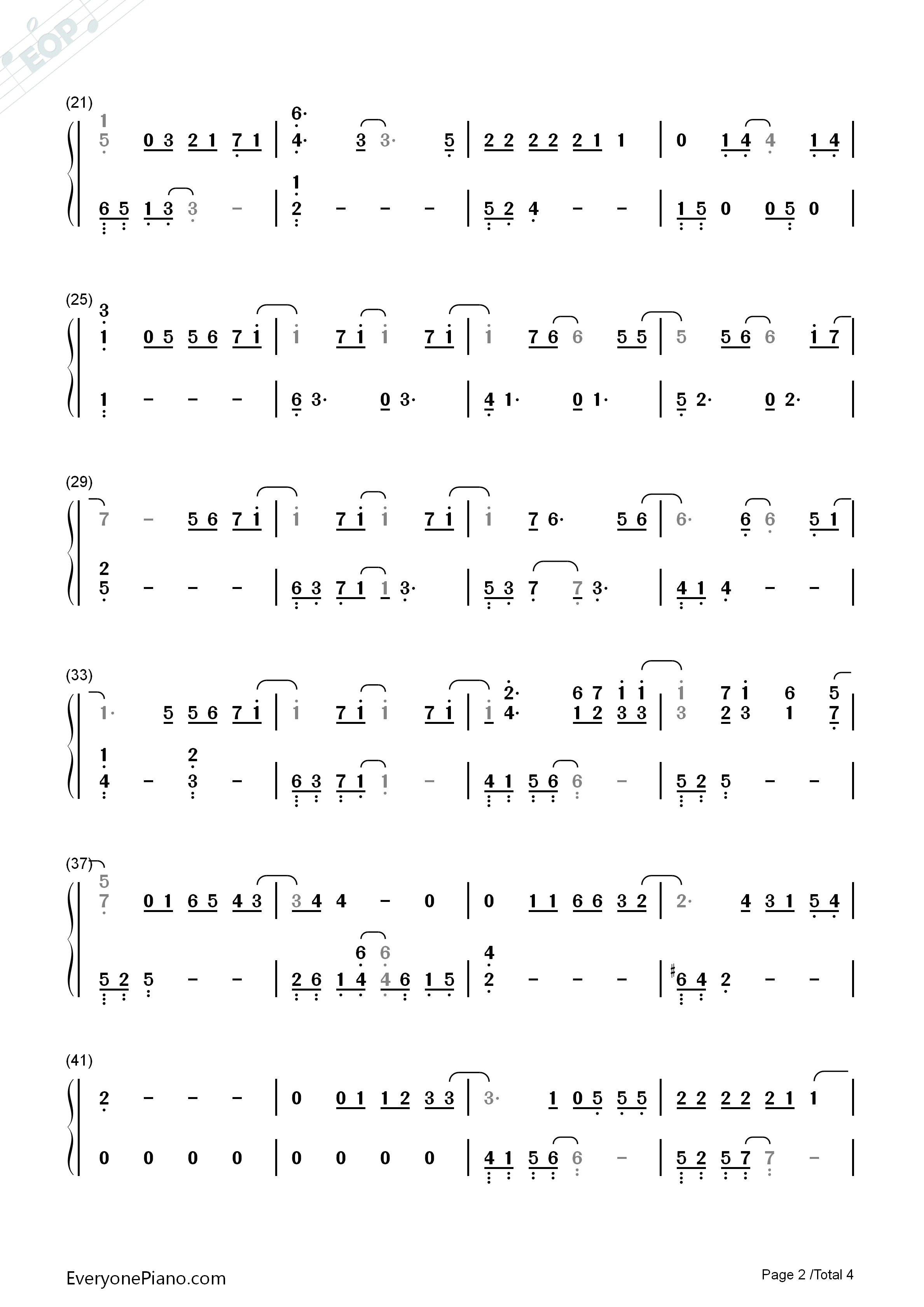 十二月的奇迹钢琴简谱_EXO演唱