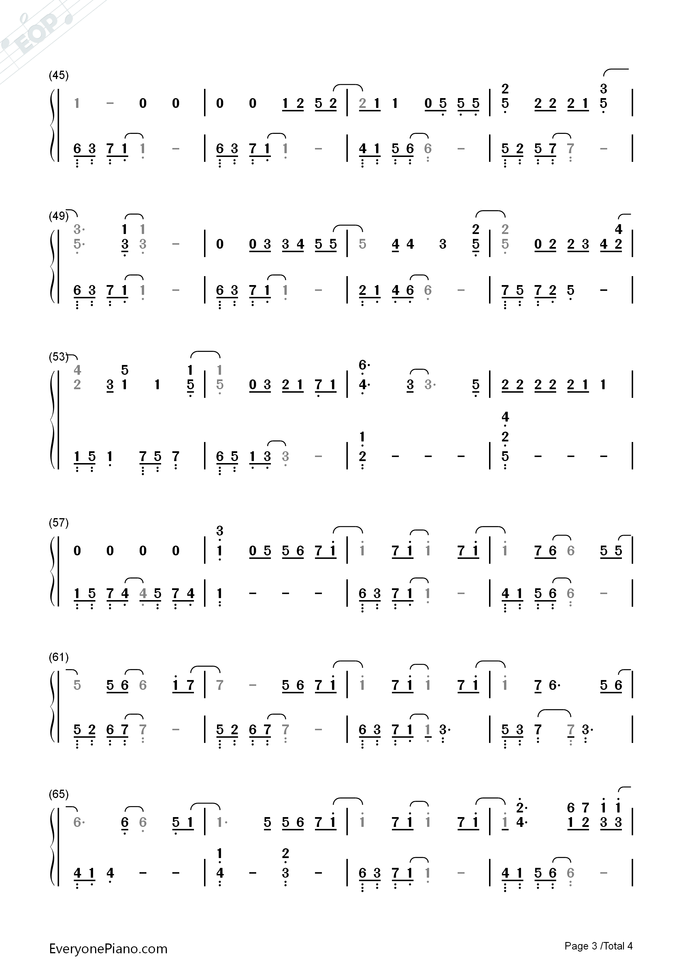 十二月的奇迹钢琴简谱_EXO演唱