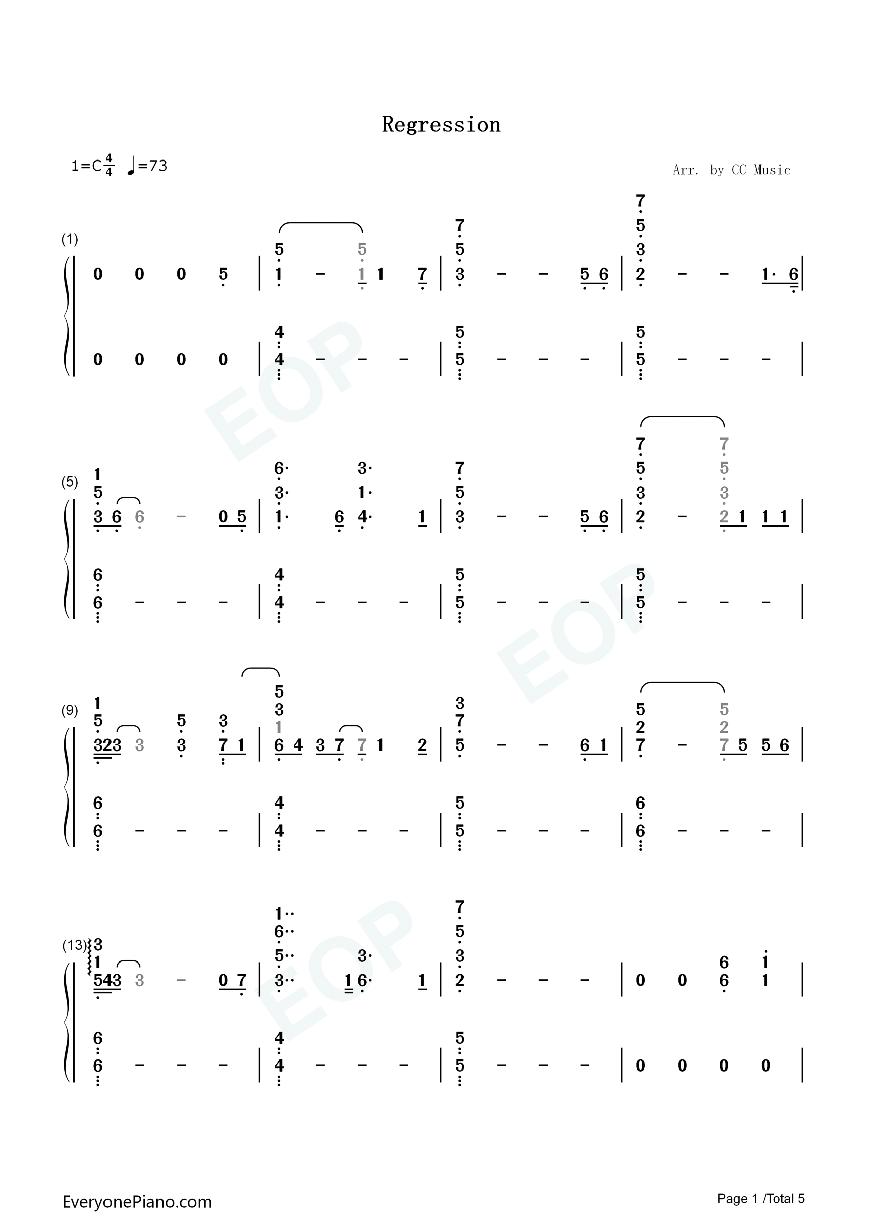 Regression钢琴简谱_HOYO_MiX演唱