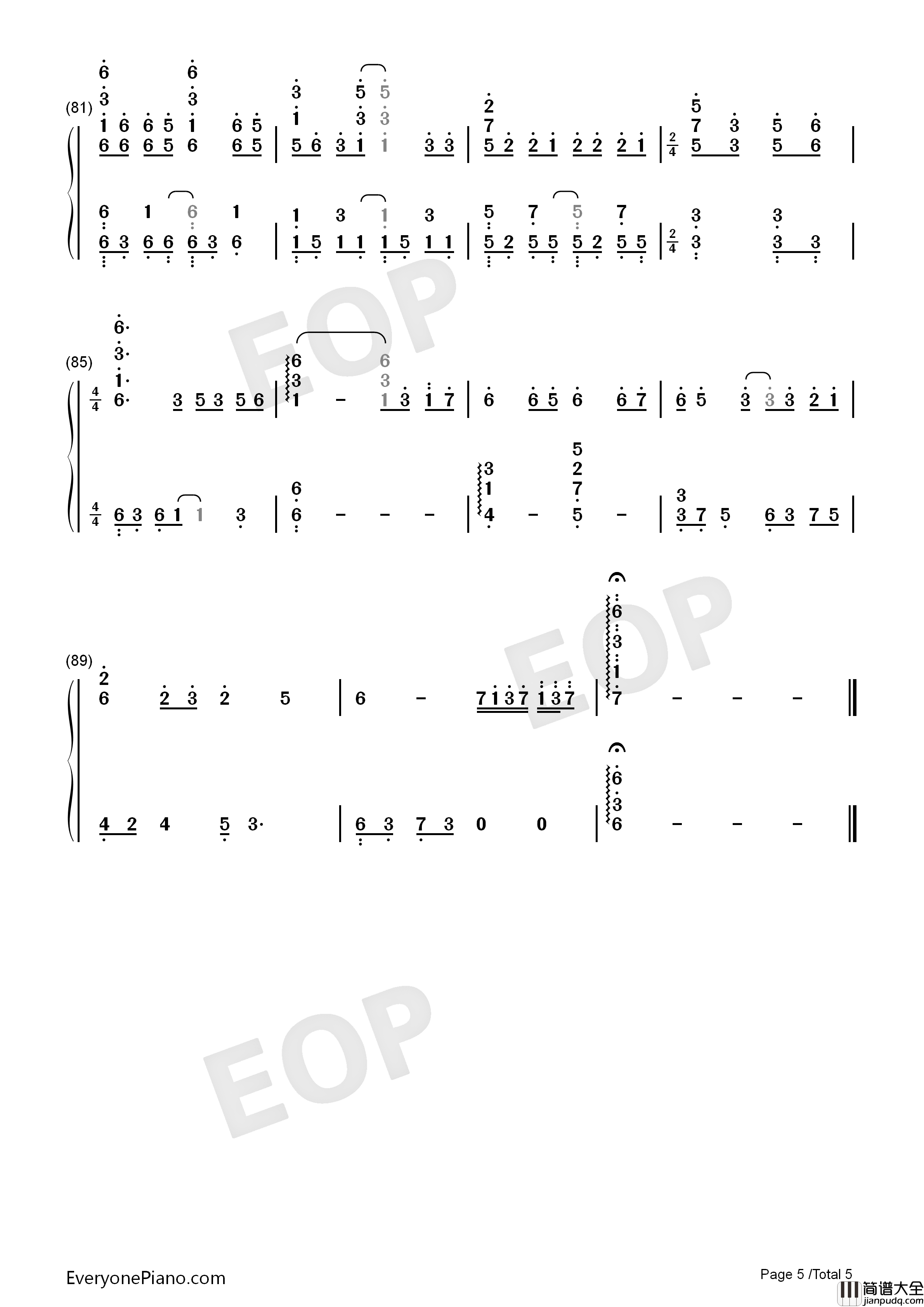 余情未了钢琴简谱_魏新雨演唱