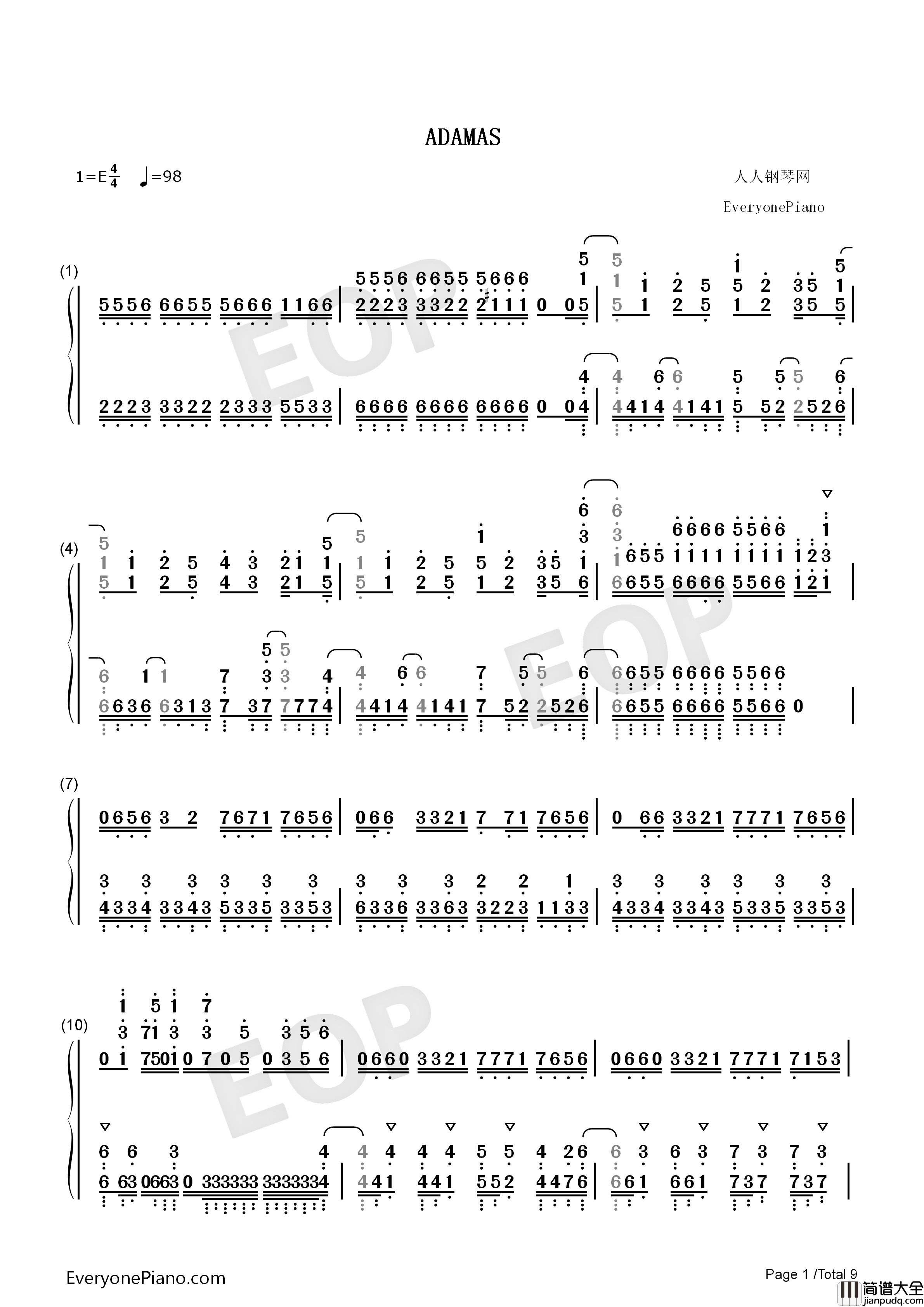 ADAMAS钢琴简谱_LiSA演唱