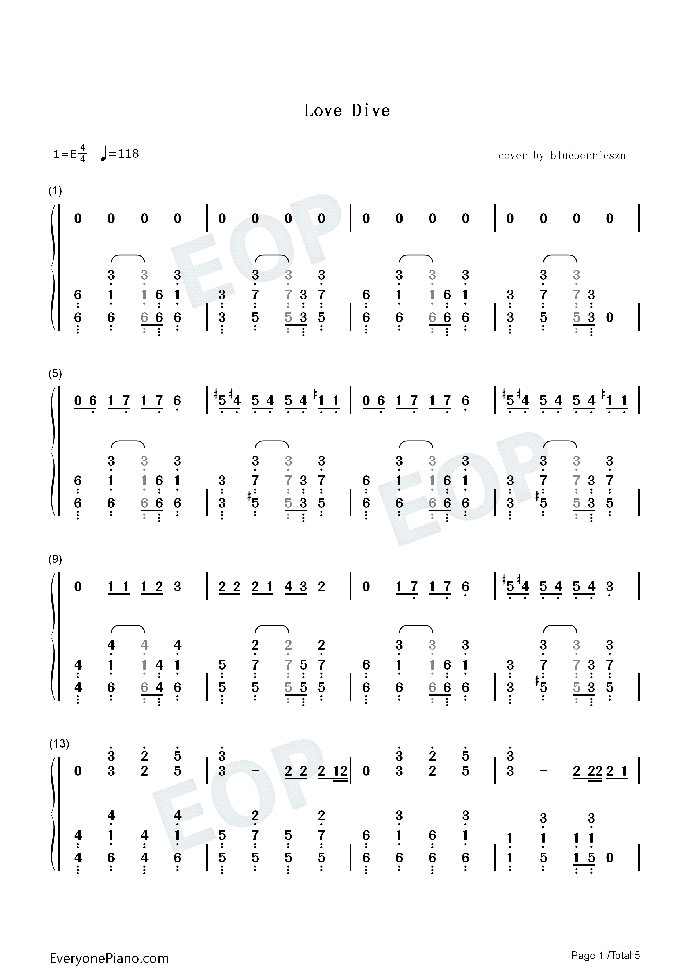 Love_Dive钢琴简谱_IVE演唱
