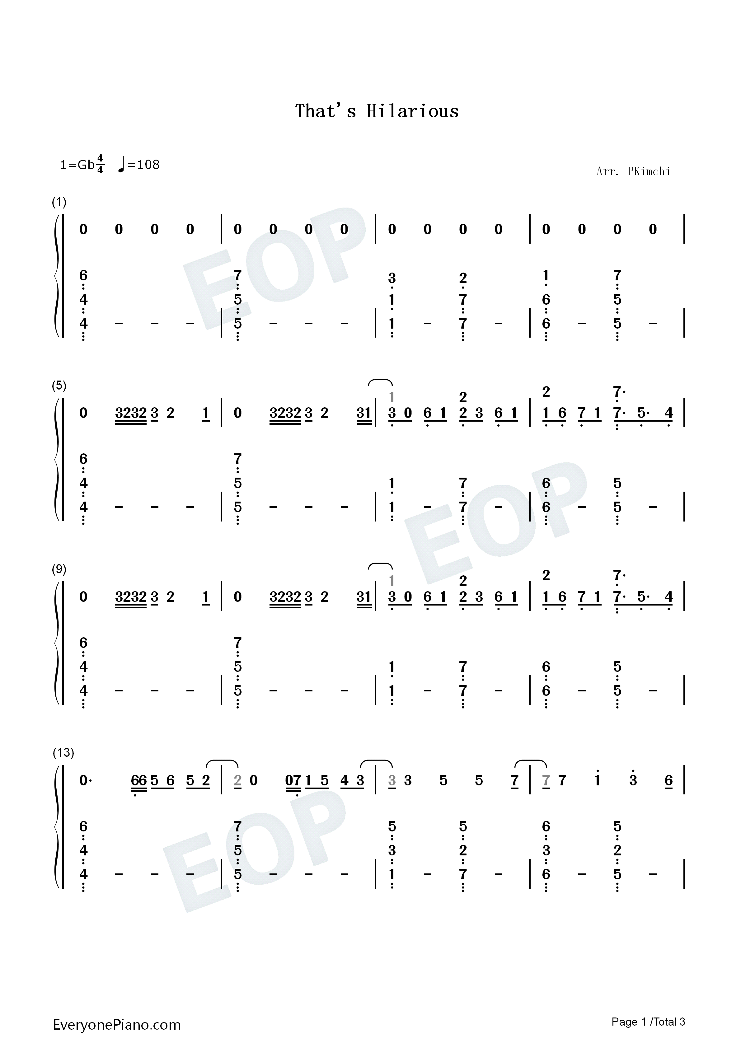 Thats_Hilarious钢琴简谱_Charlie_Puth演唱