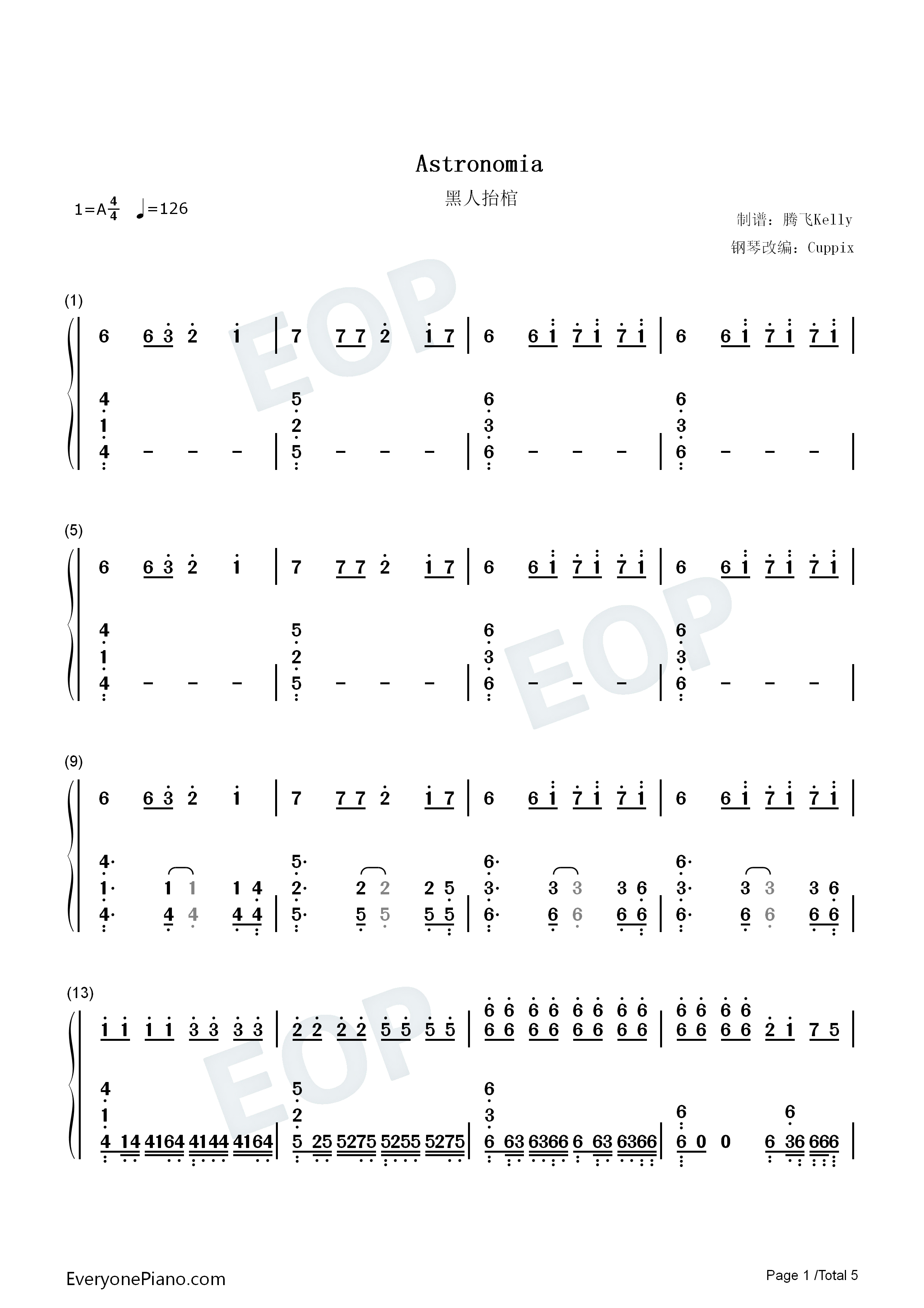 Astronomia钢琴简谱_Vicetone_Tony_Igy演唱