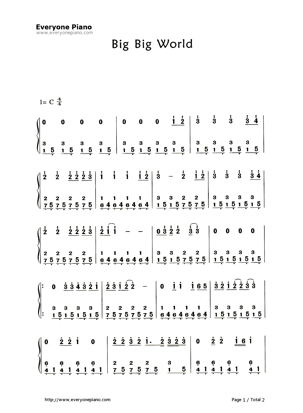 大大世界钢琴简谱_Emilia_Rydberg演唱