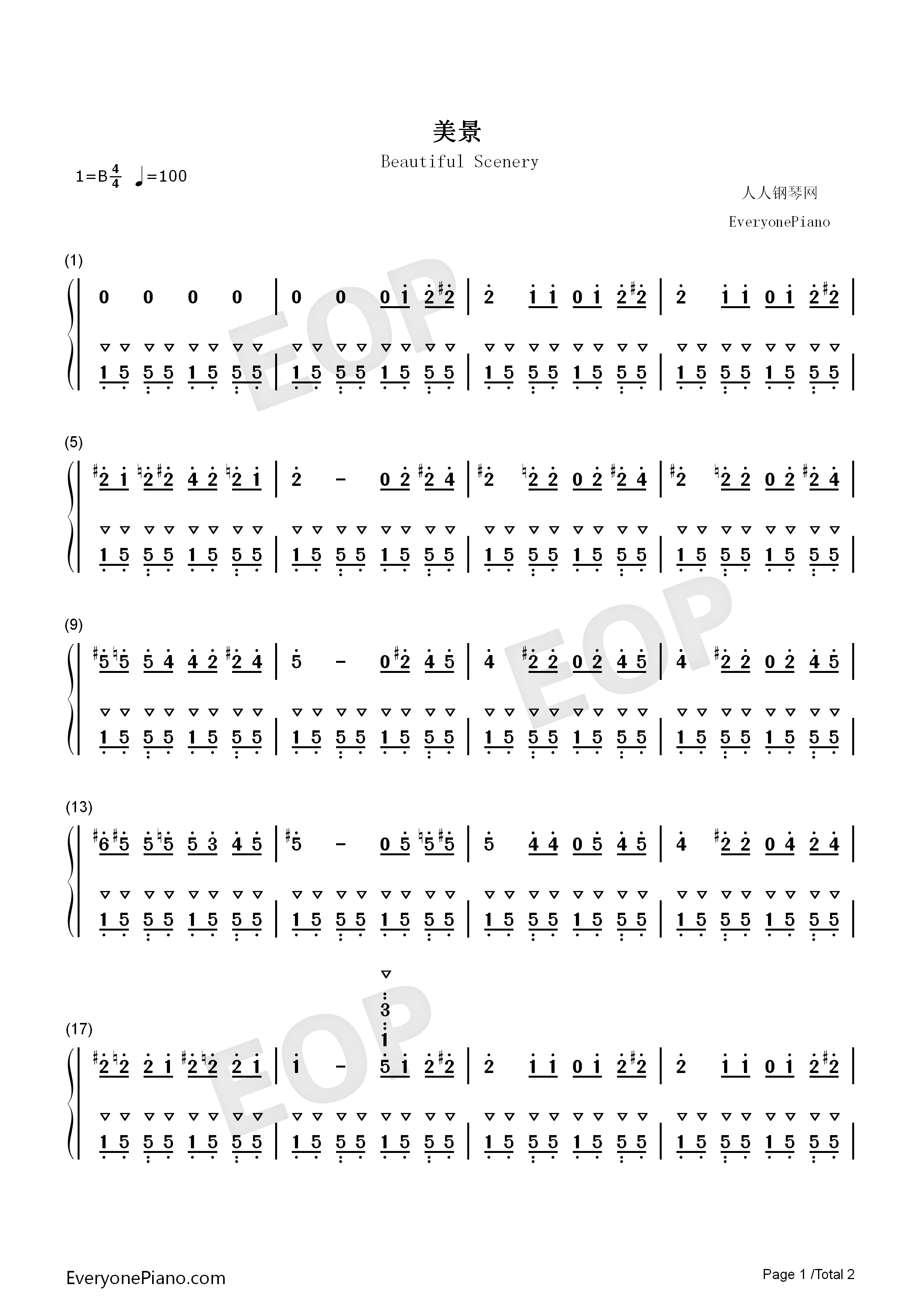 美景钢琴简谱_周杰伦演唱