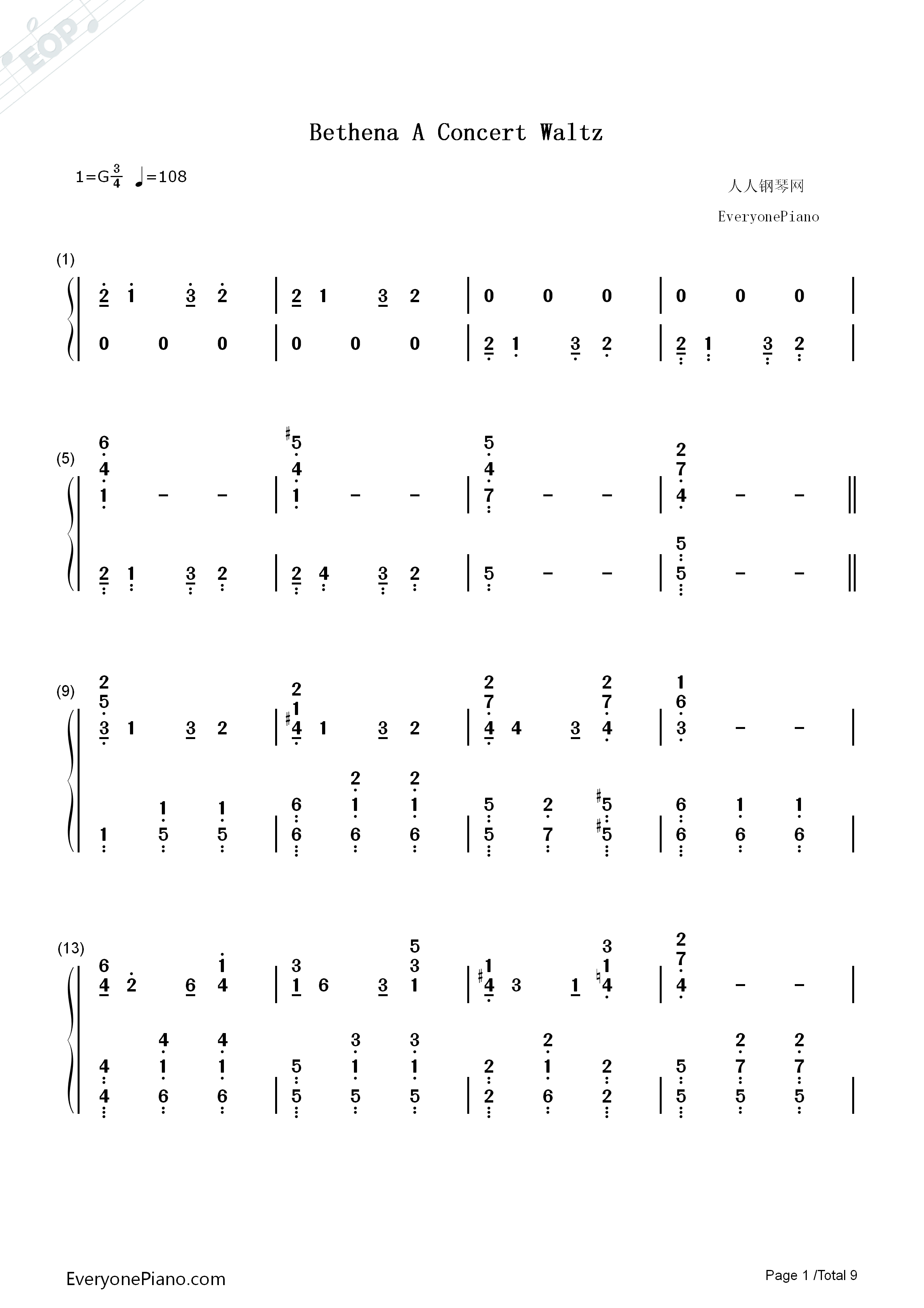 Bethena_A_Concert_Waltz钢琴简谱_Scott_Joplin__斯科特·乔普林演唱