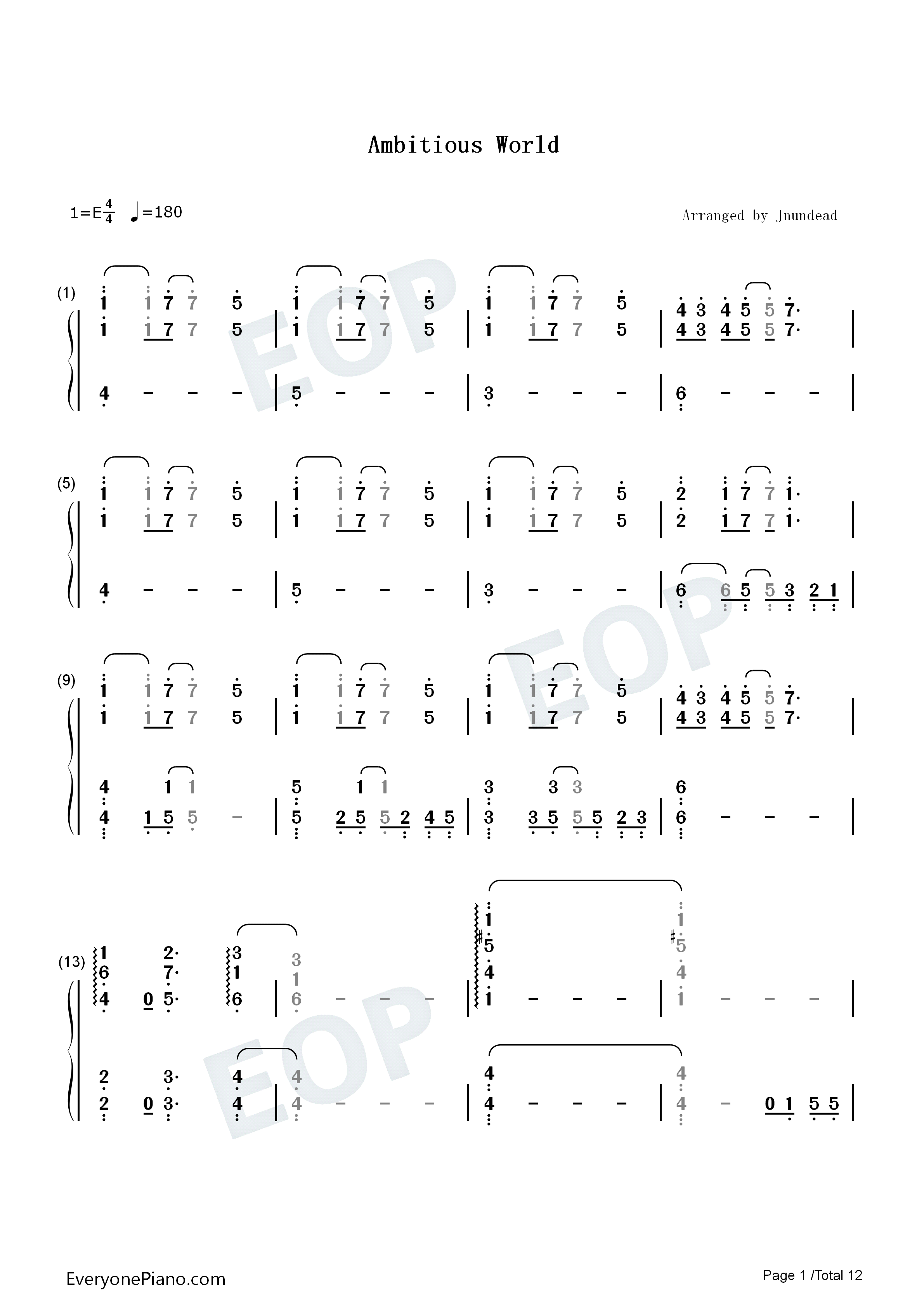 Ambitious_World钢琴简谱_立花日菜_矢野妃菜喜演唱