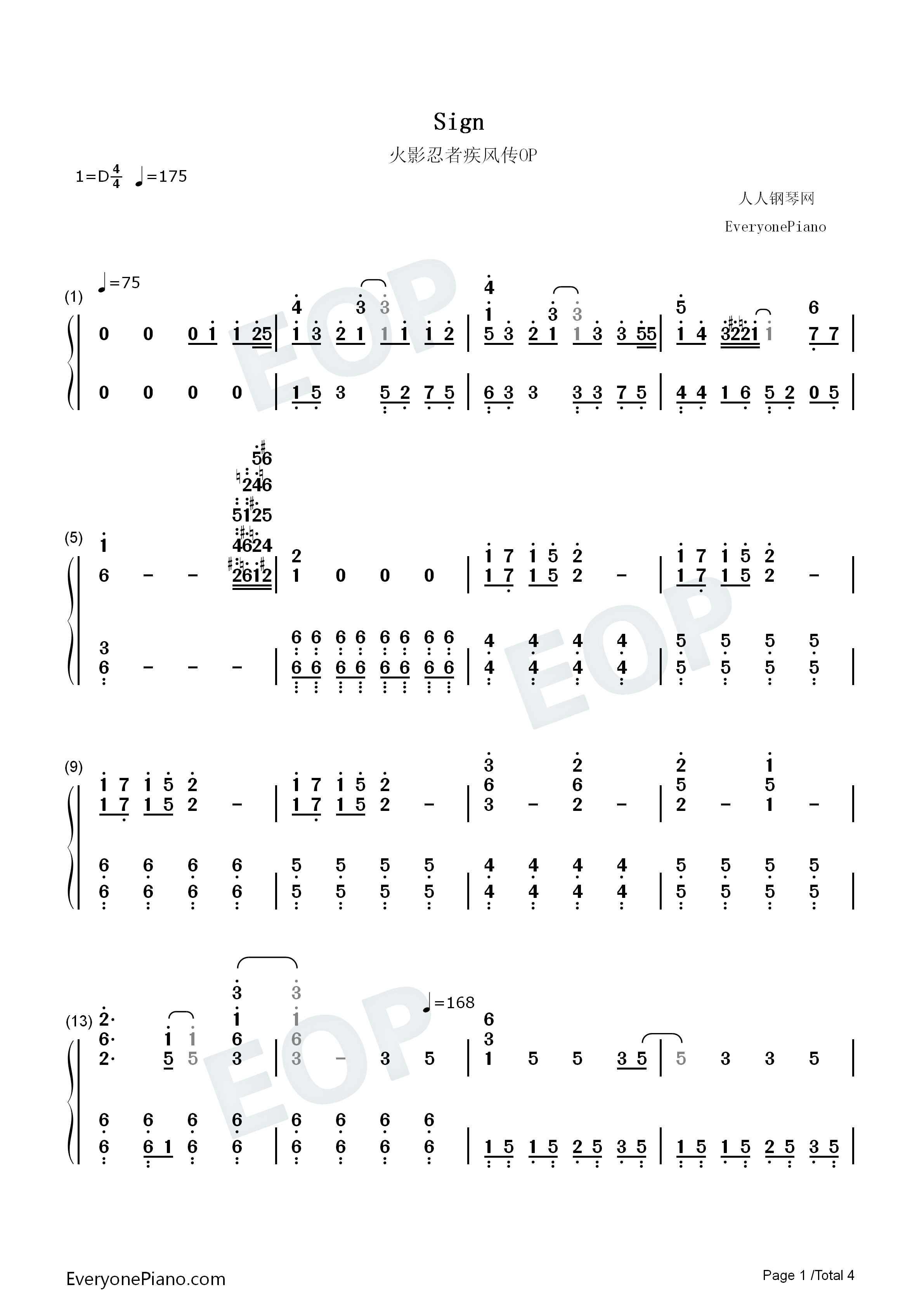 Sign钢琴简谱_FLOW演唱