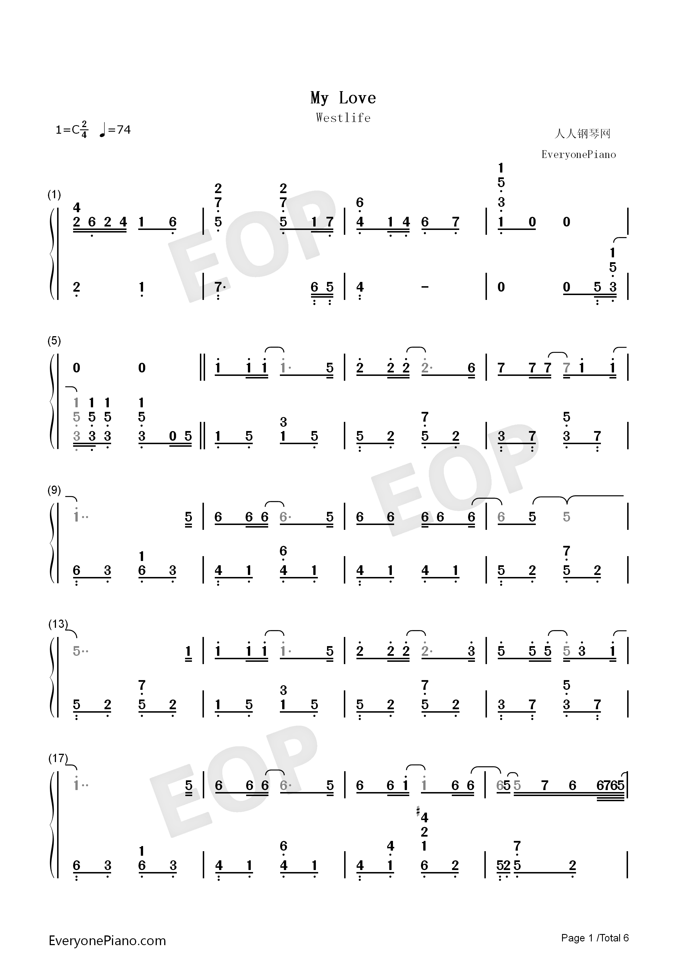 My_love钢琴简谱_西城男孩__westlife演唱