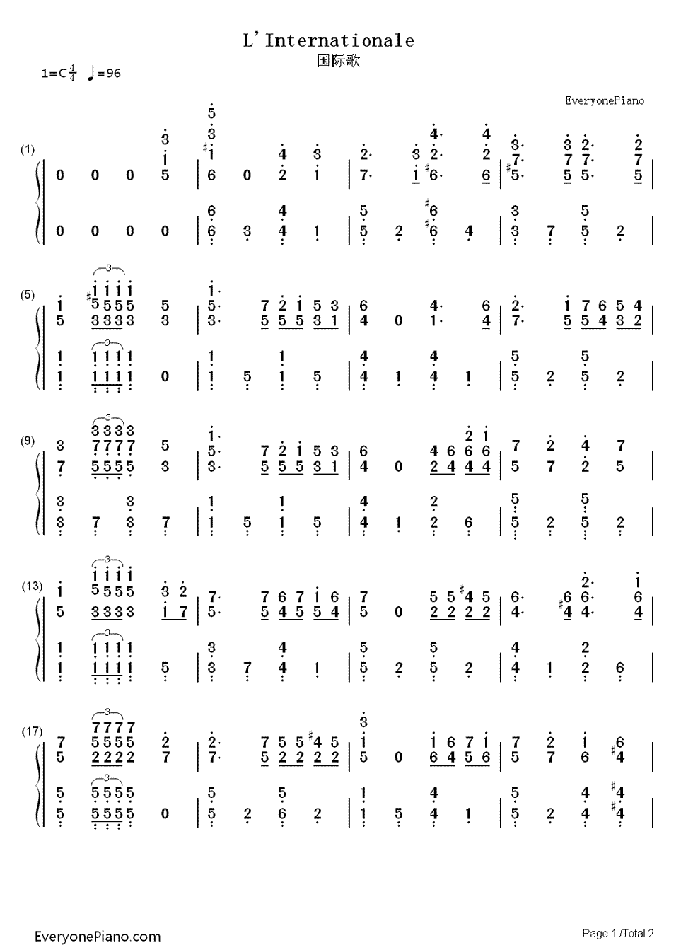 国际歌钢琴简谱_欧仁·鲍狄埃(Eugène_Edine_Pottier)演唱