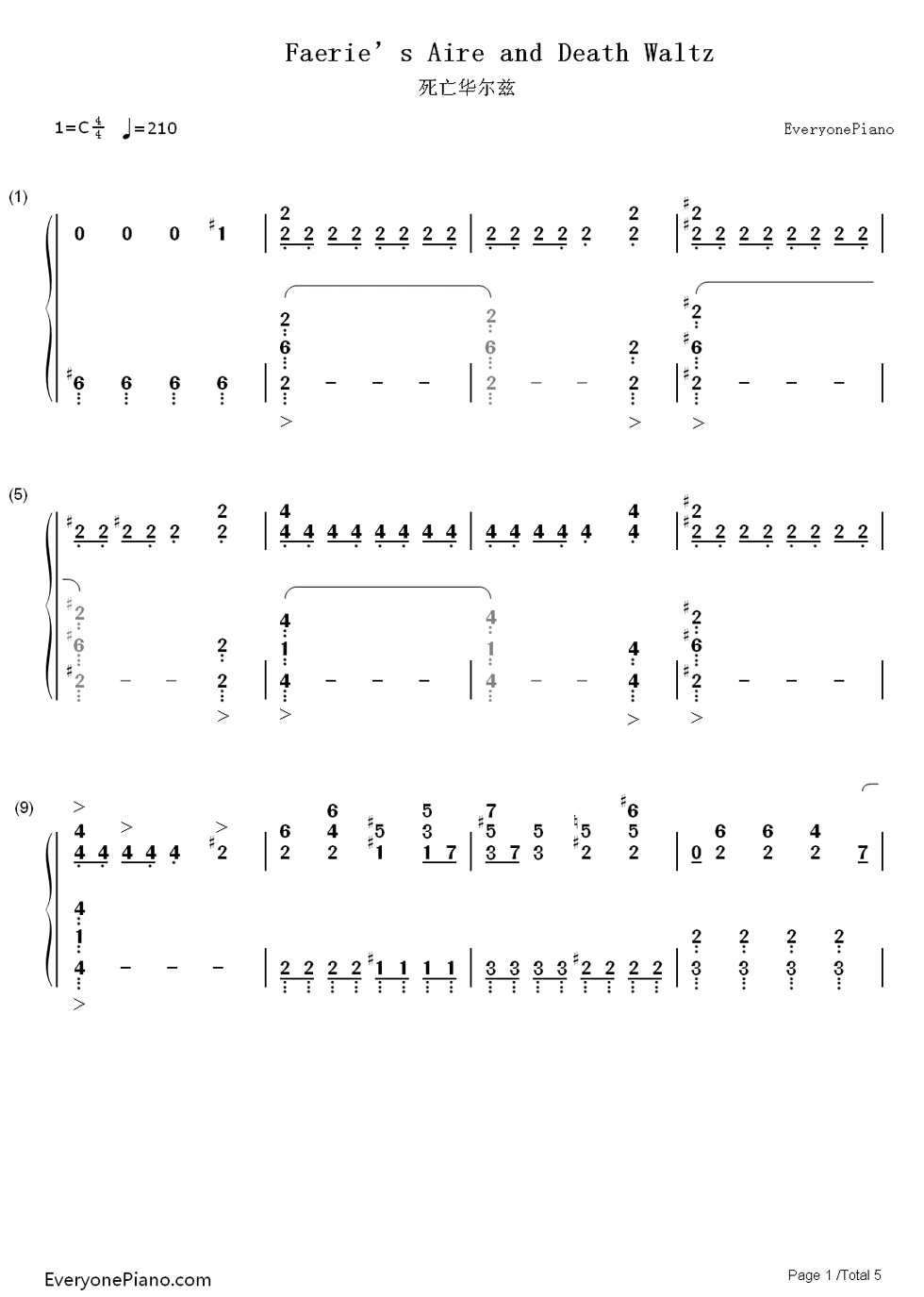 死亡华尔兹简易版钢琴简谱_John_Arthur_Stump演唱