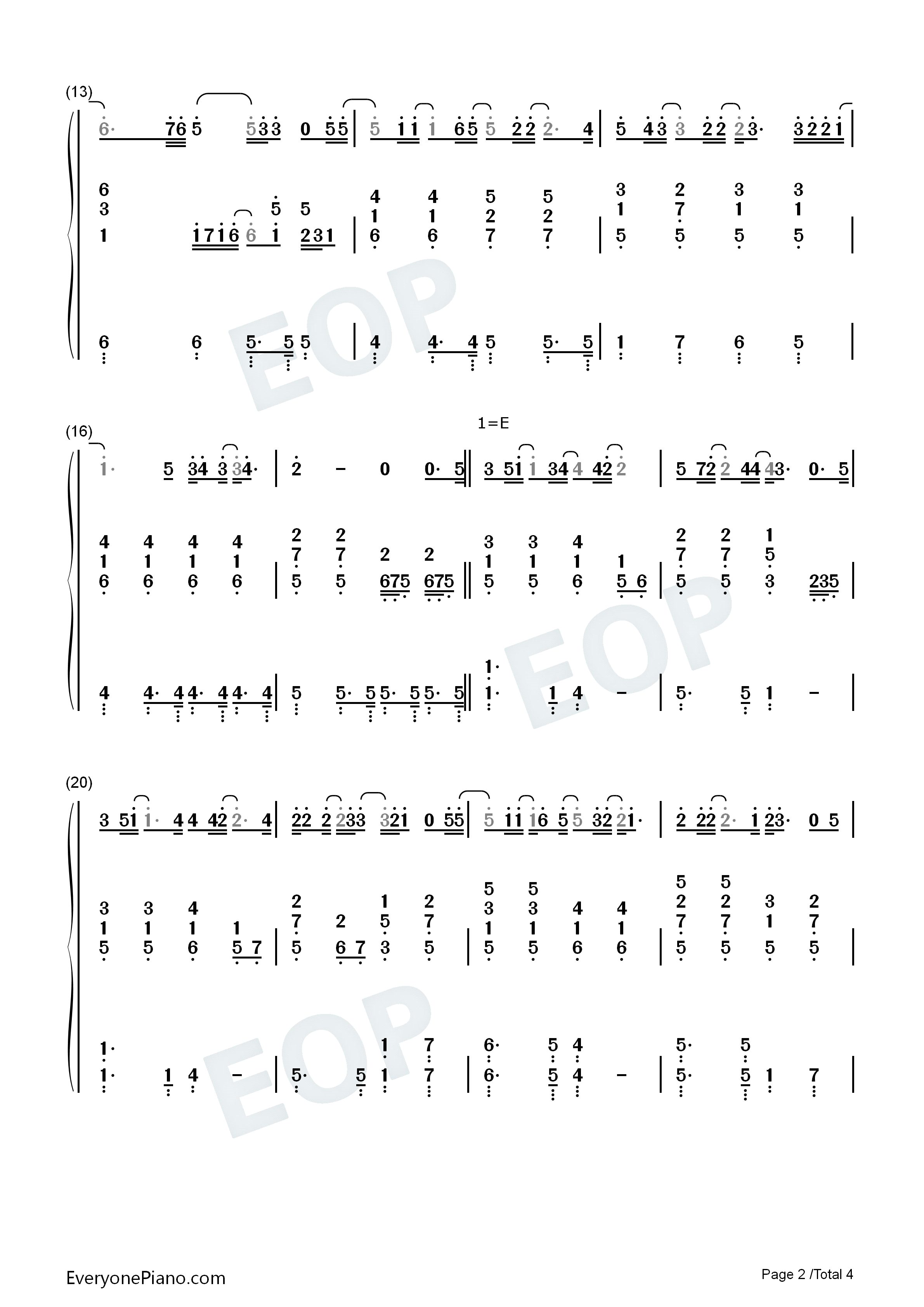 When_There_Was_Me_And_You钢琴简谱_Vanessa_Anne_Hudgens演唱