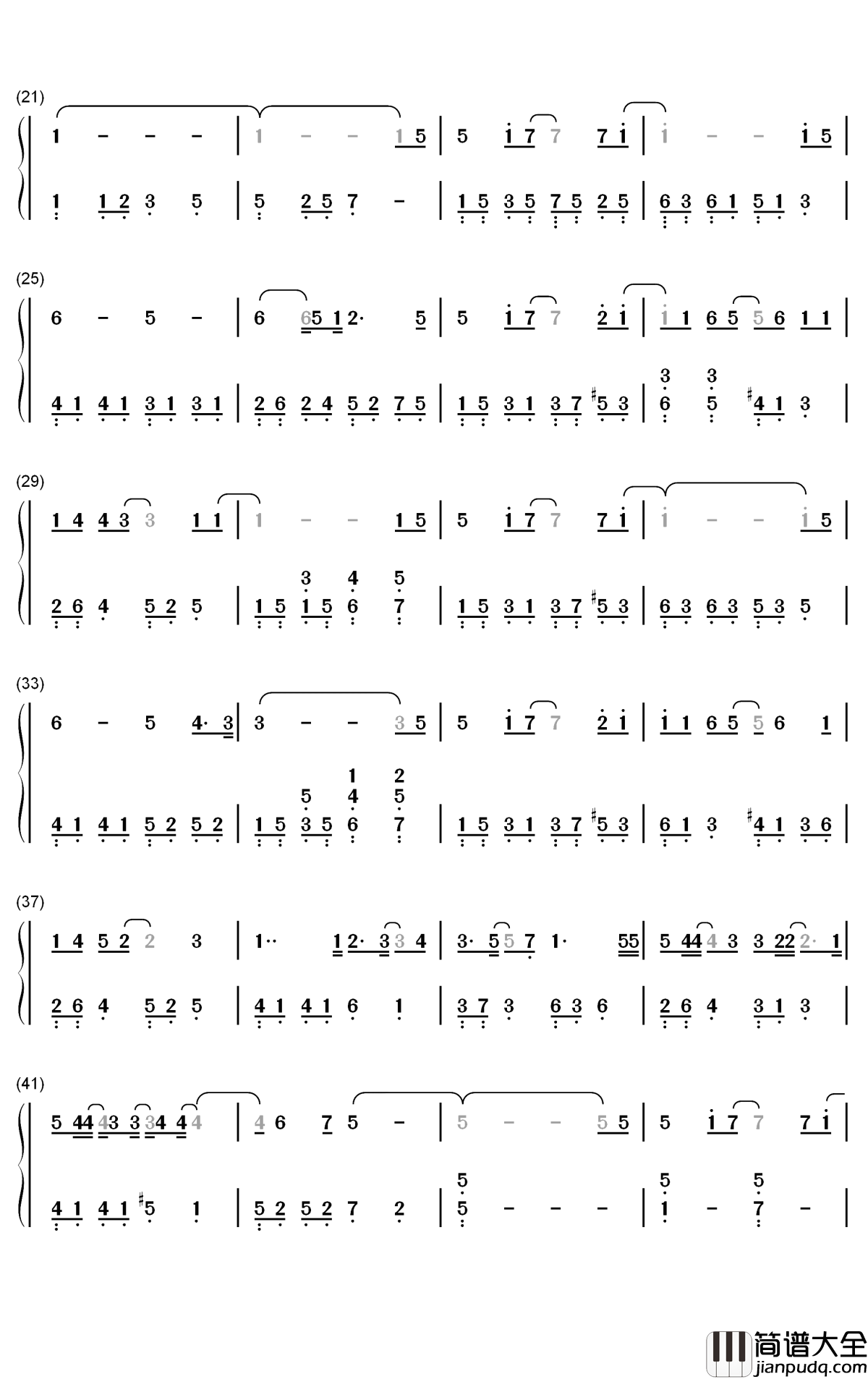 雨钢琴简谱_数字双手_沈以诚