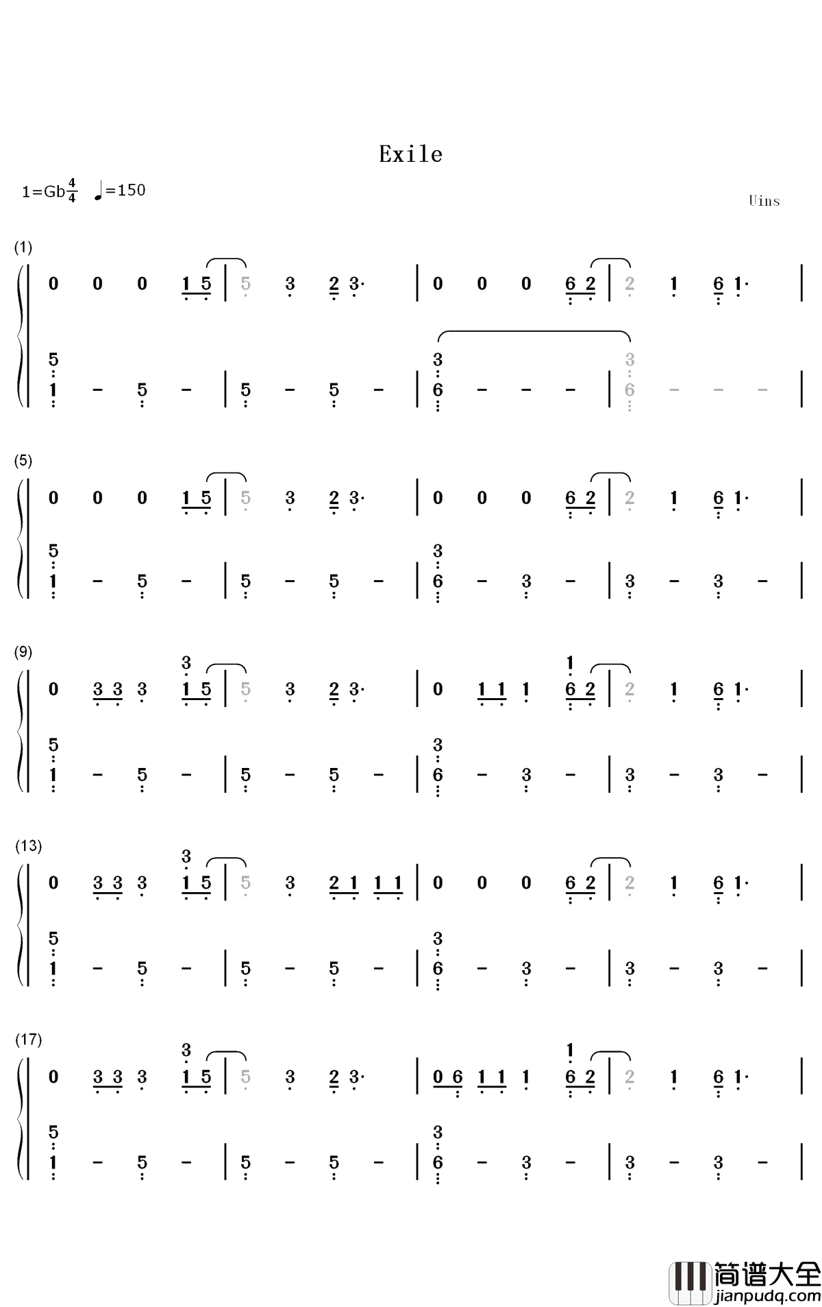 Exile钢琴简谱_数字双手_Taylor_Swift_Bon_Iver