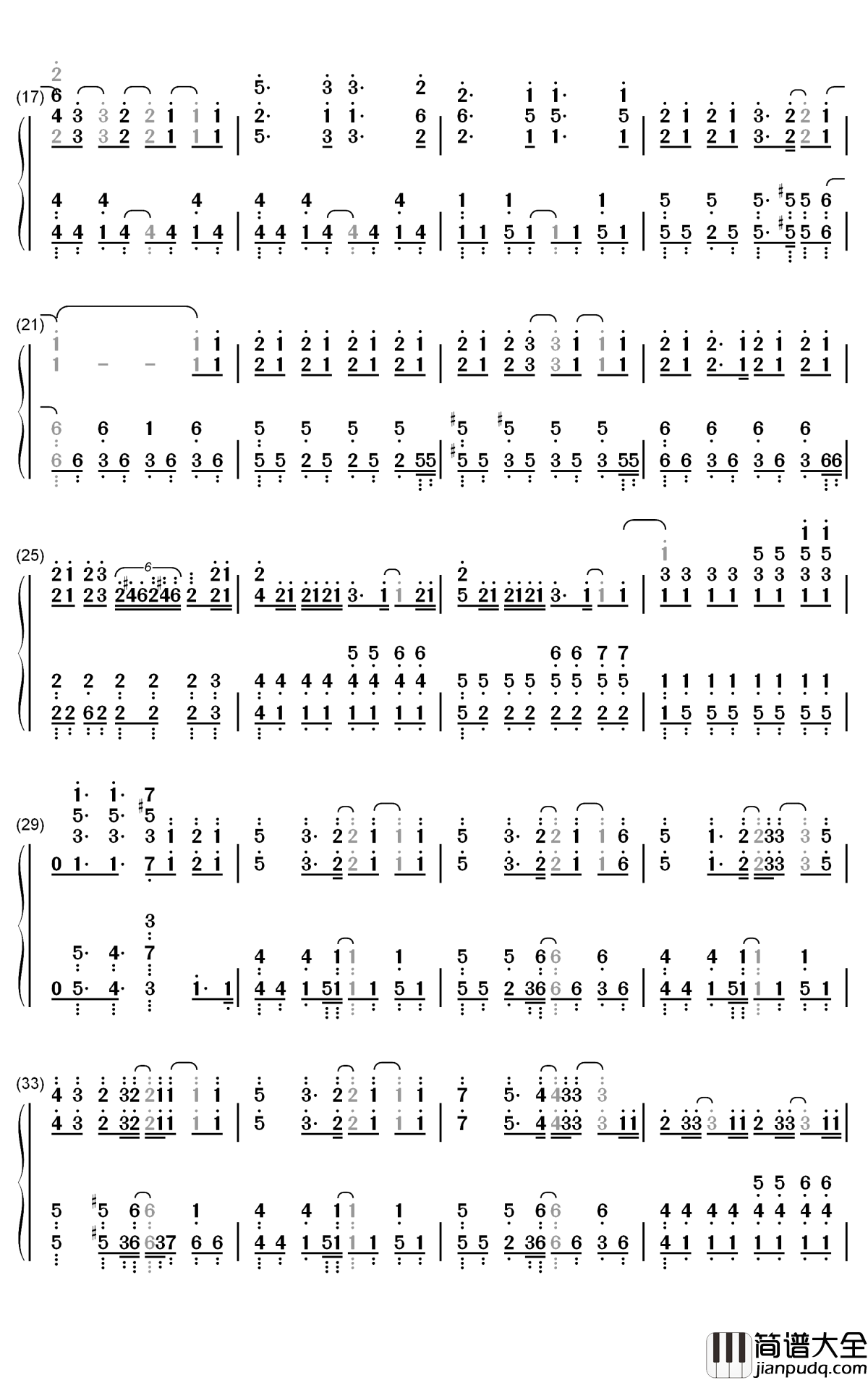First_Drop钢琴简谱_数字双手_Halca