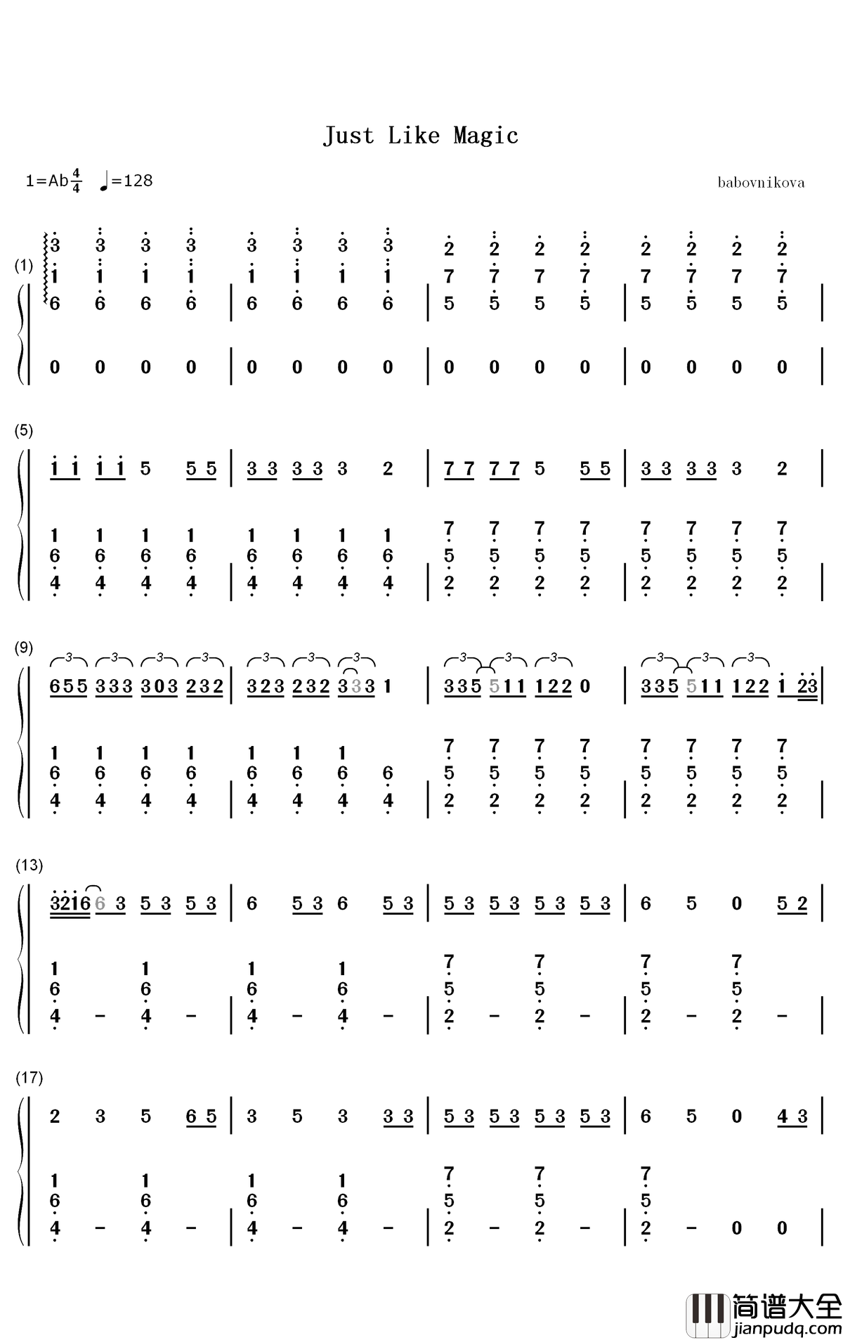 Just_Like_Magic钢琴简谱_数字双手_Ariana_Grande