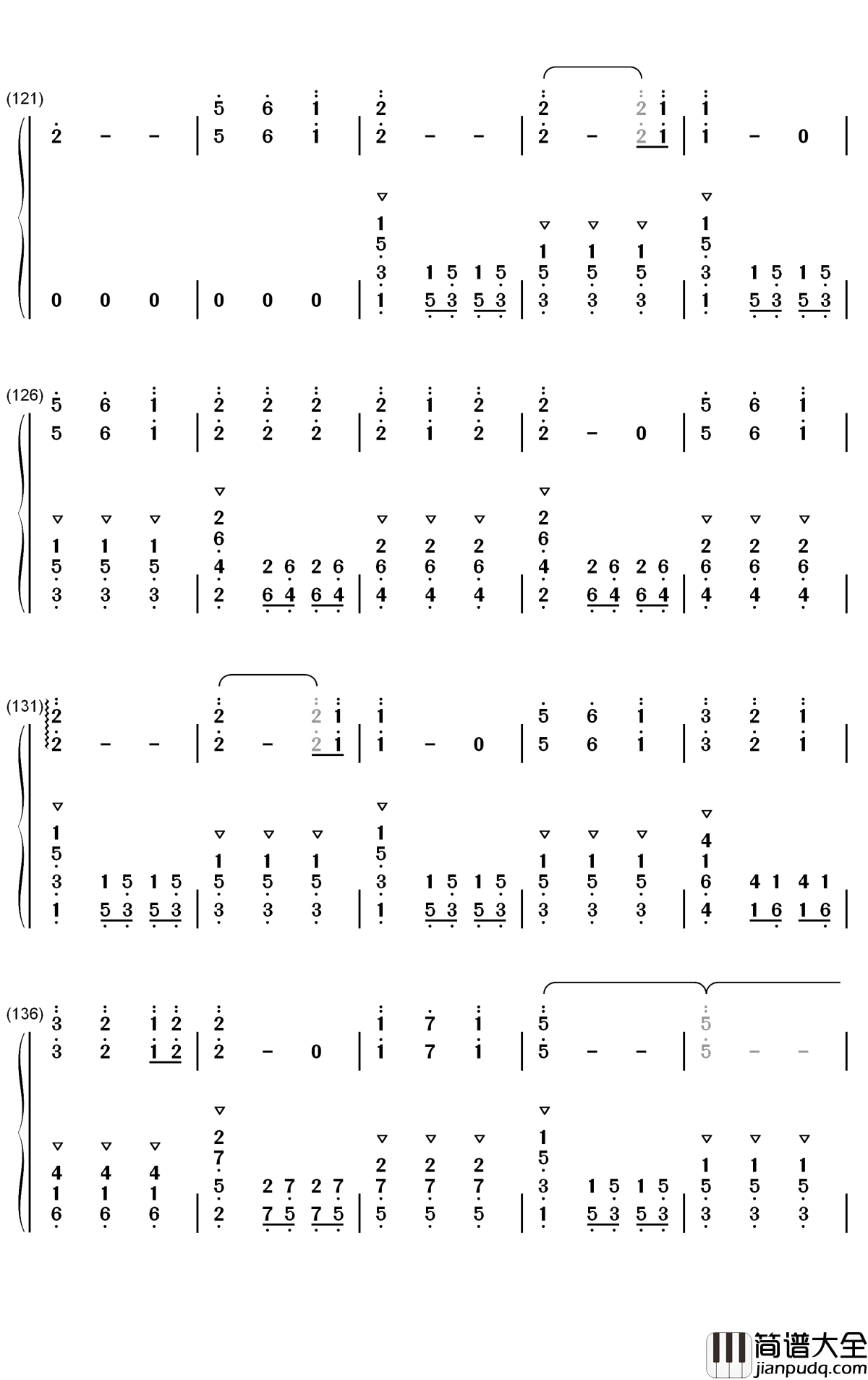 粉色闪电钢琴简谱_数字双手_R1SE