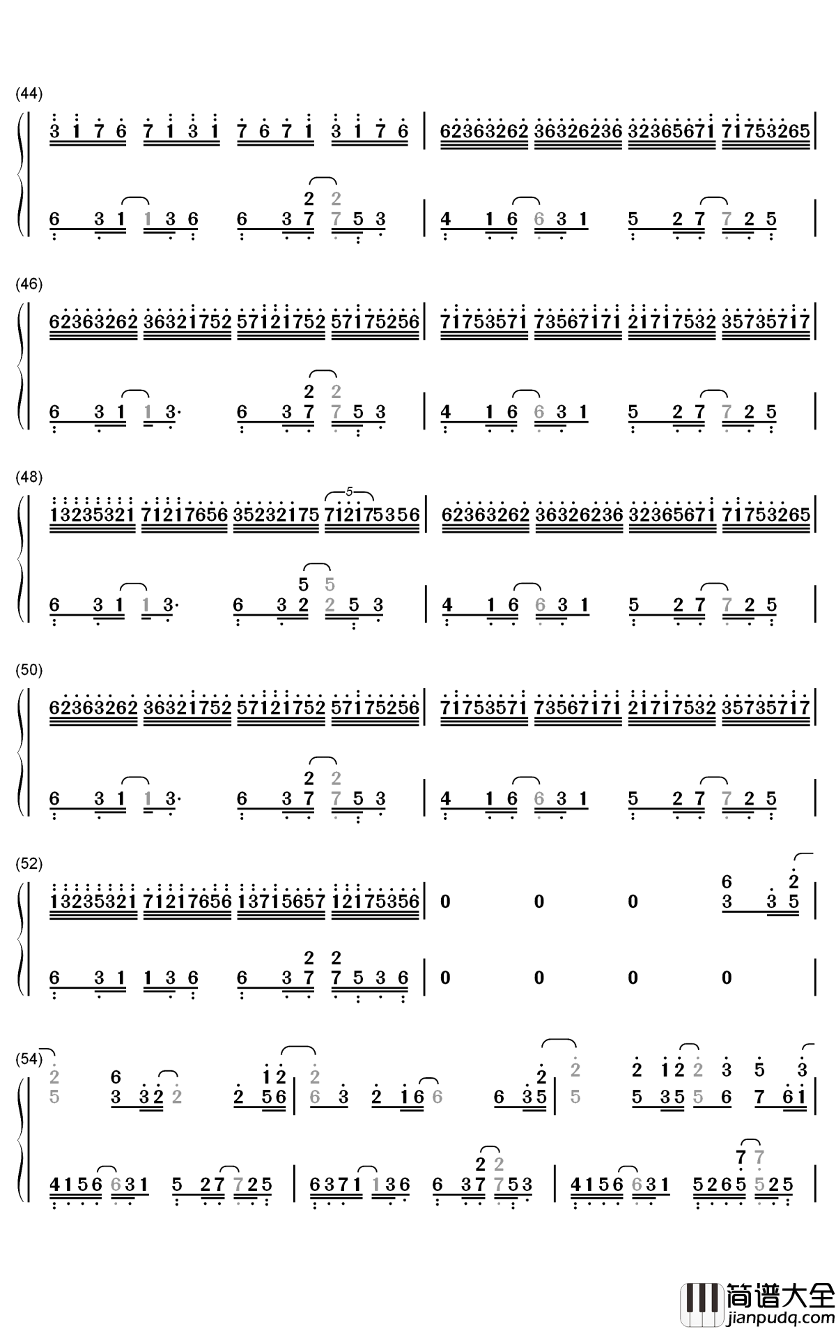 夜の光钢琴简谱_数字双手_近藤隆
