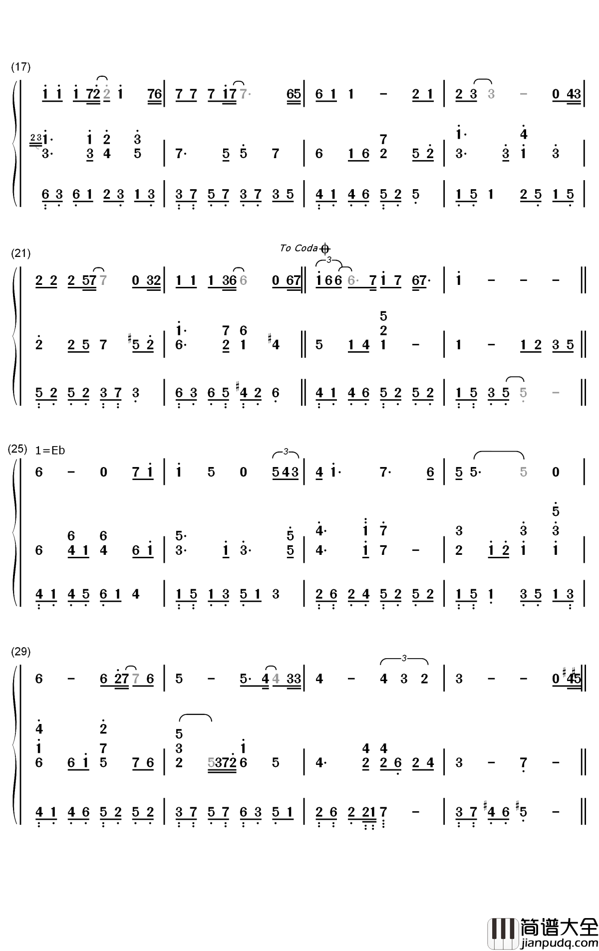 我的故事钢琴简谱_数字双手_陈百强