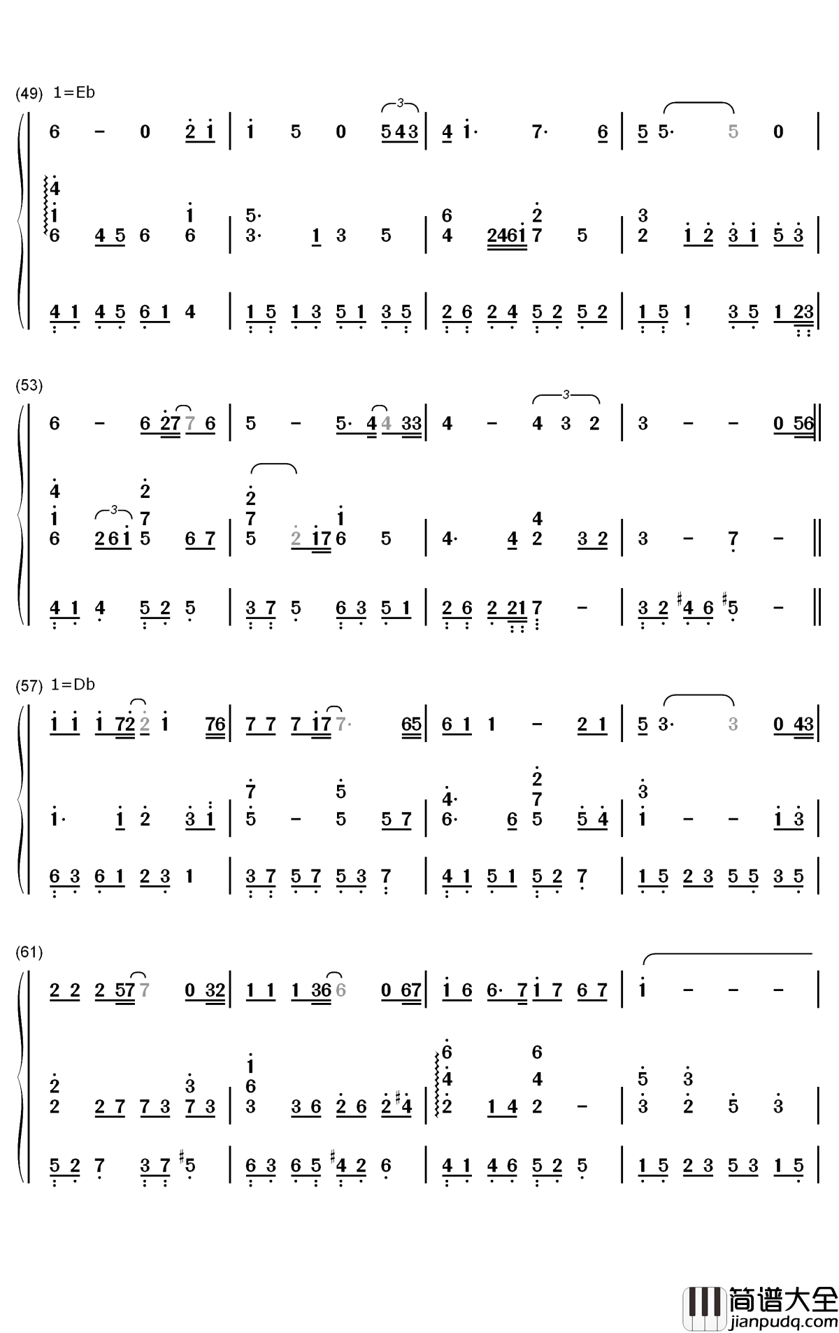 我的故事钢琴简谱_数字双手_陈百强