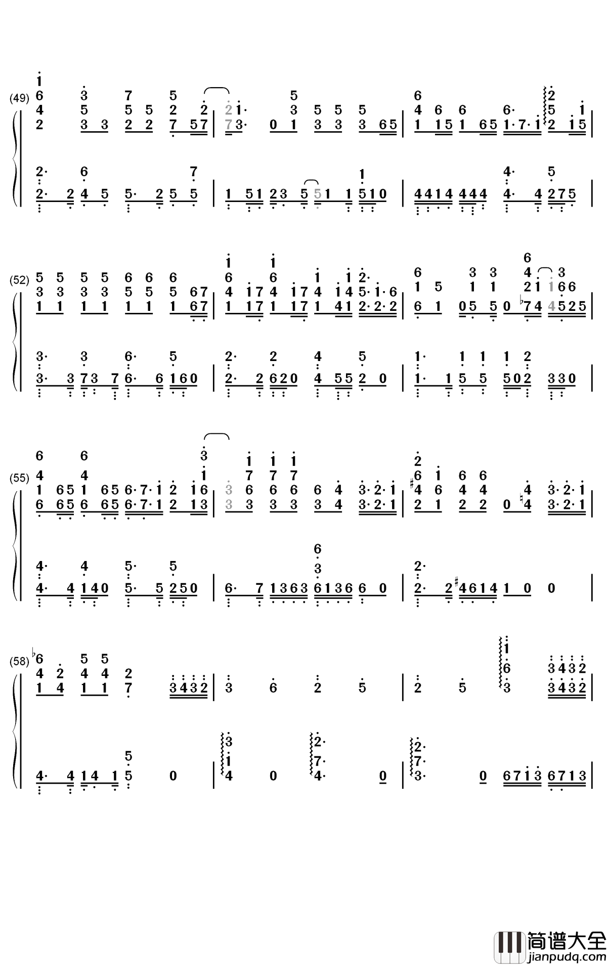 交换余生钢琴简谱_数字双手_林俊杰