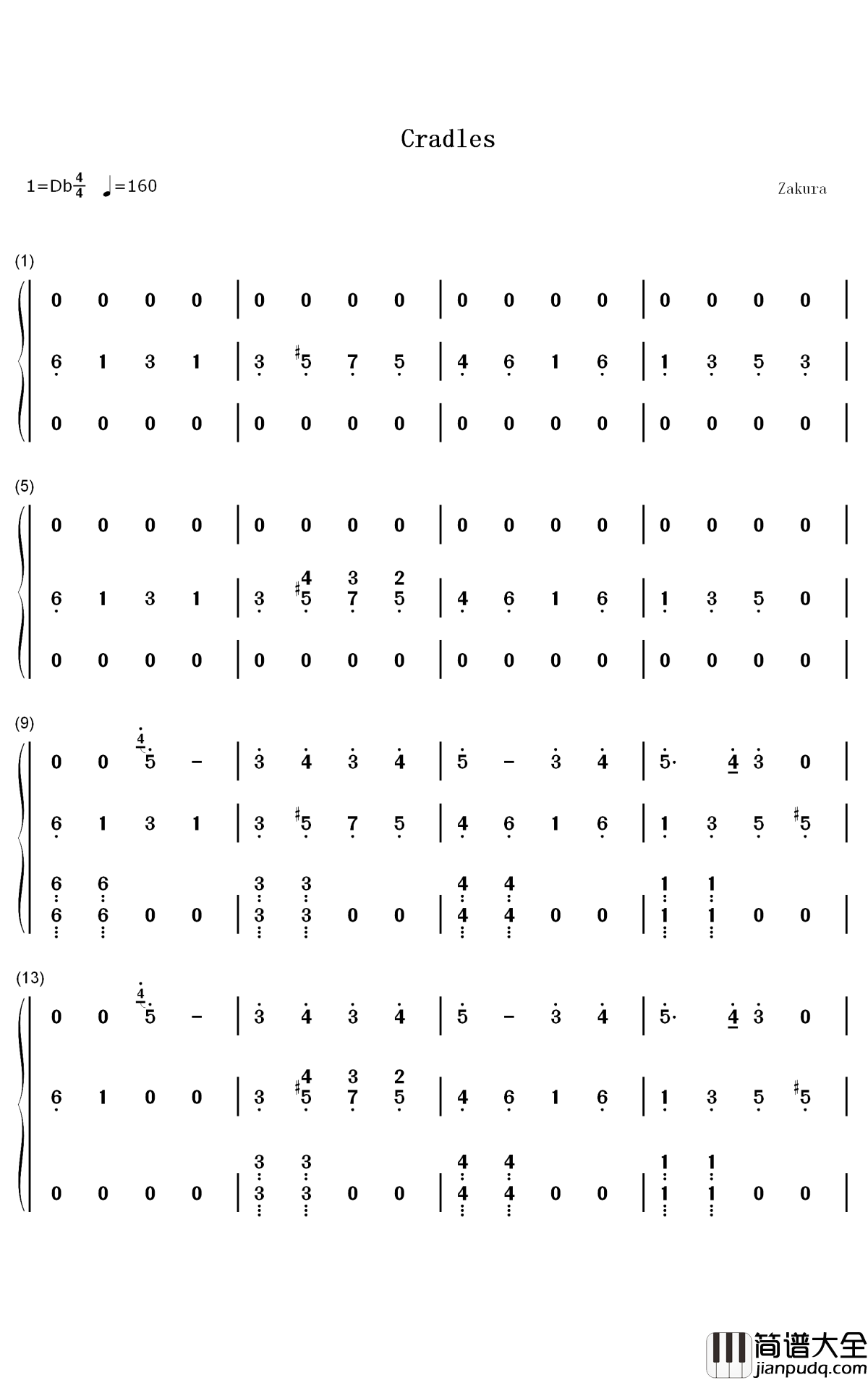 Cradles钢琴简谱_数字双手_Sub_Urban