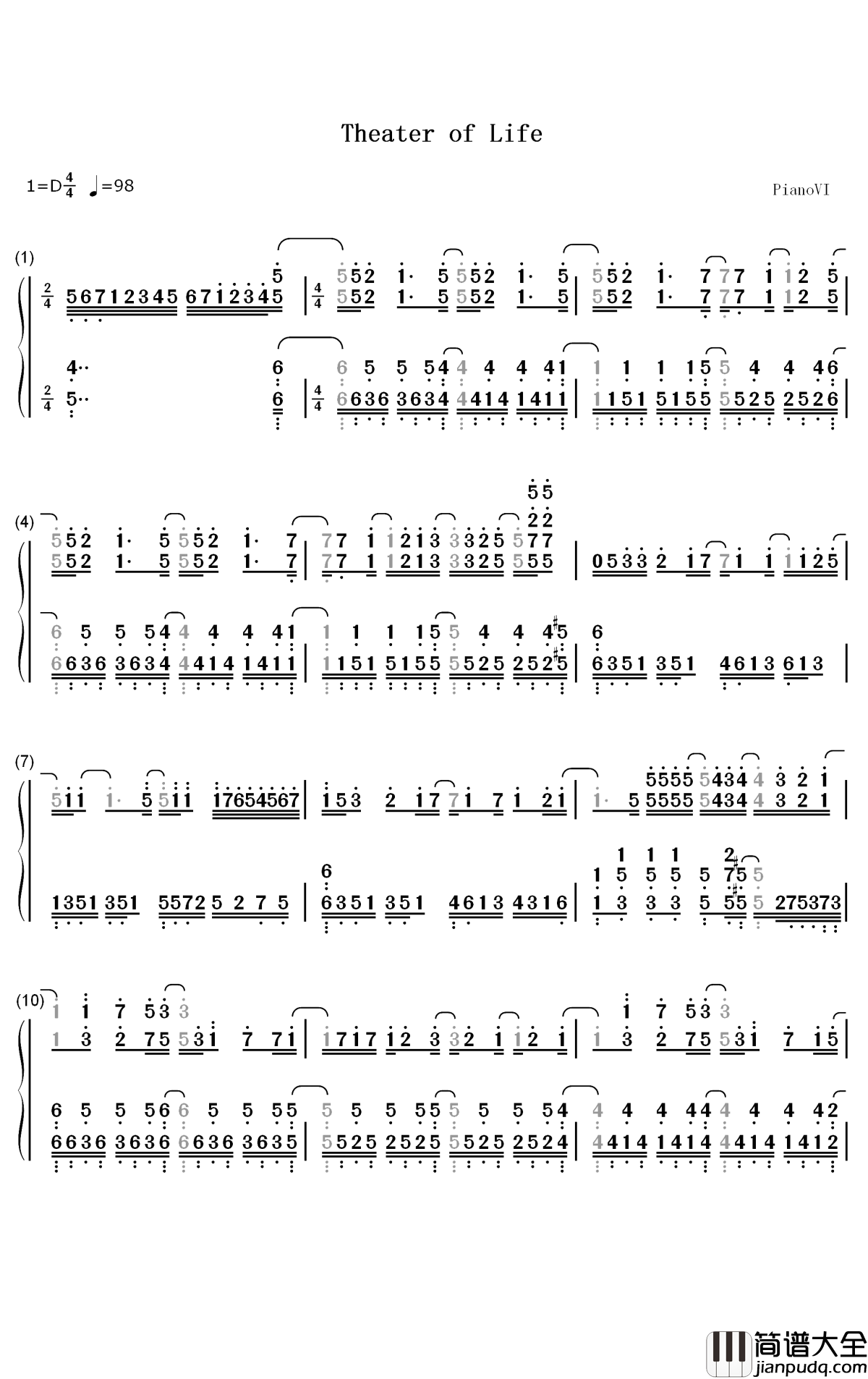 Theater_of_Life钢琴简谱_数字双手_铃木木乃美