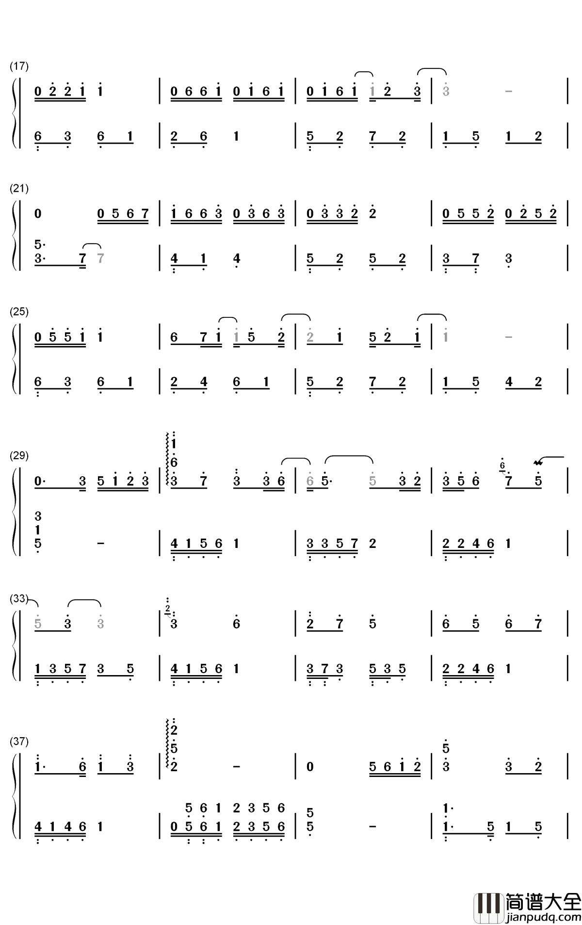 繁华唱遍钢琴简谱_数字双手_乐正绫