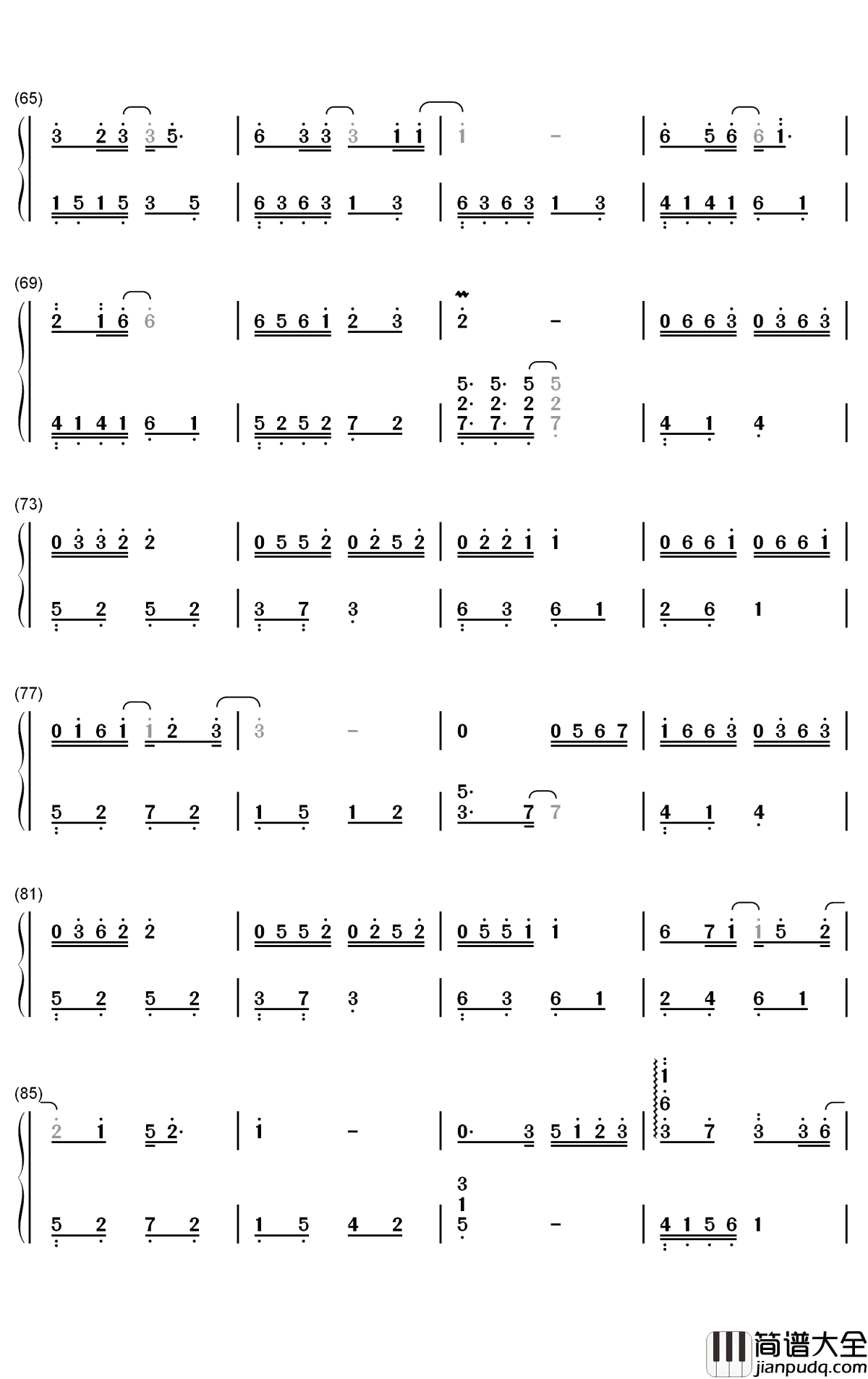 繁华唱遍钢琴简谱_数字双手_乐正绫