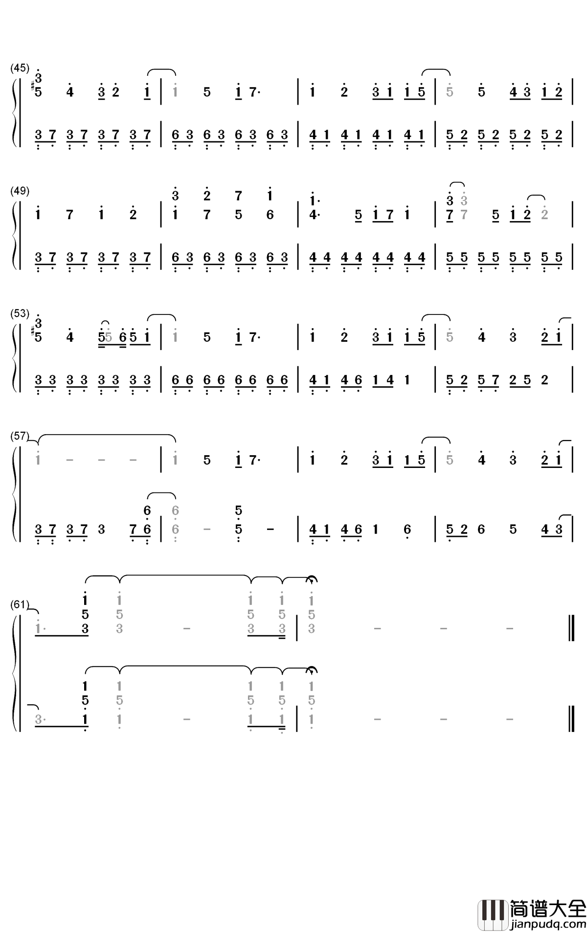 举头三尺天气晴钢琴简谱_数字双手_パロト