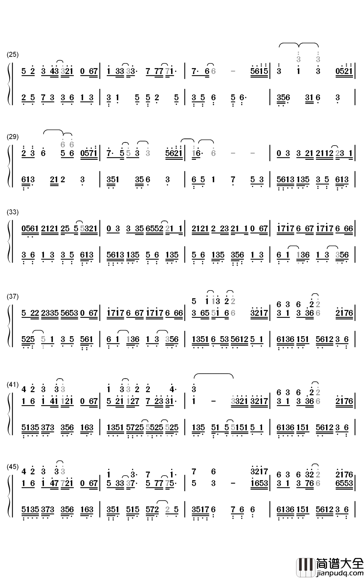 忆江南钢琴简谱_数字双手_叶洛洛_西瓜JUN