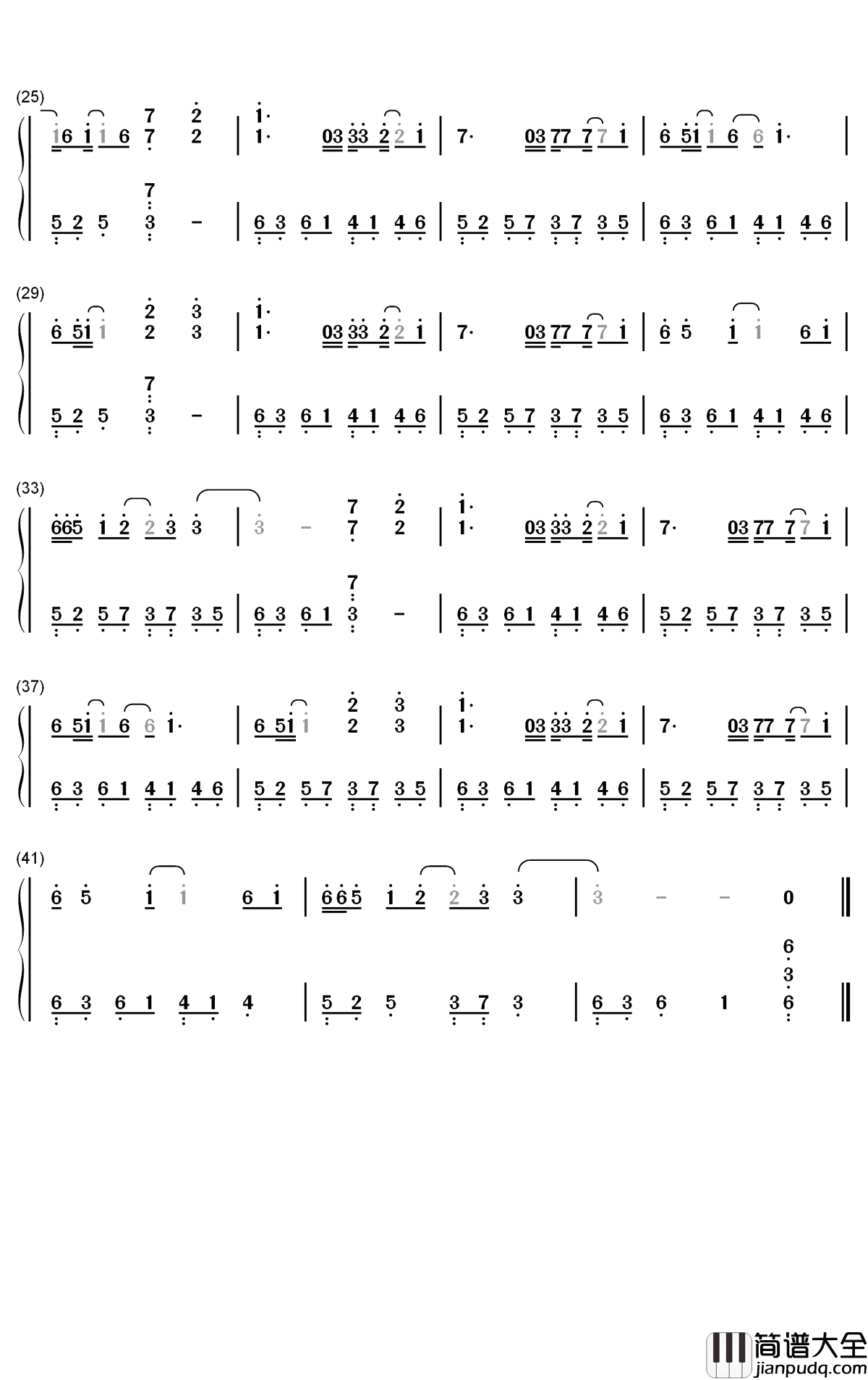 分开旅行钢琴简谱_数字双手_刘若英_黄立行