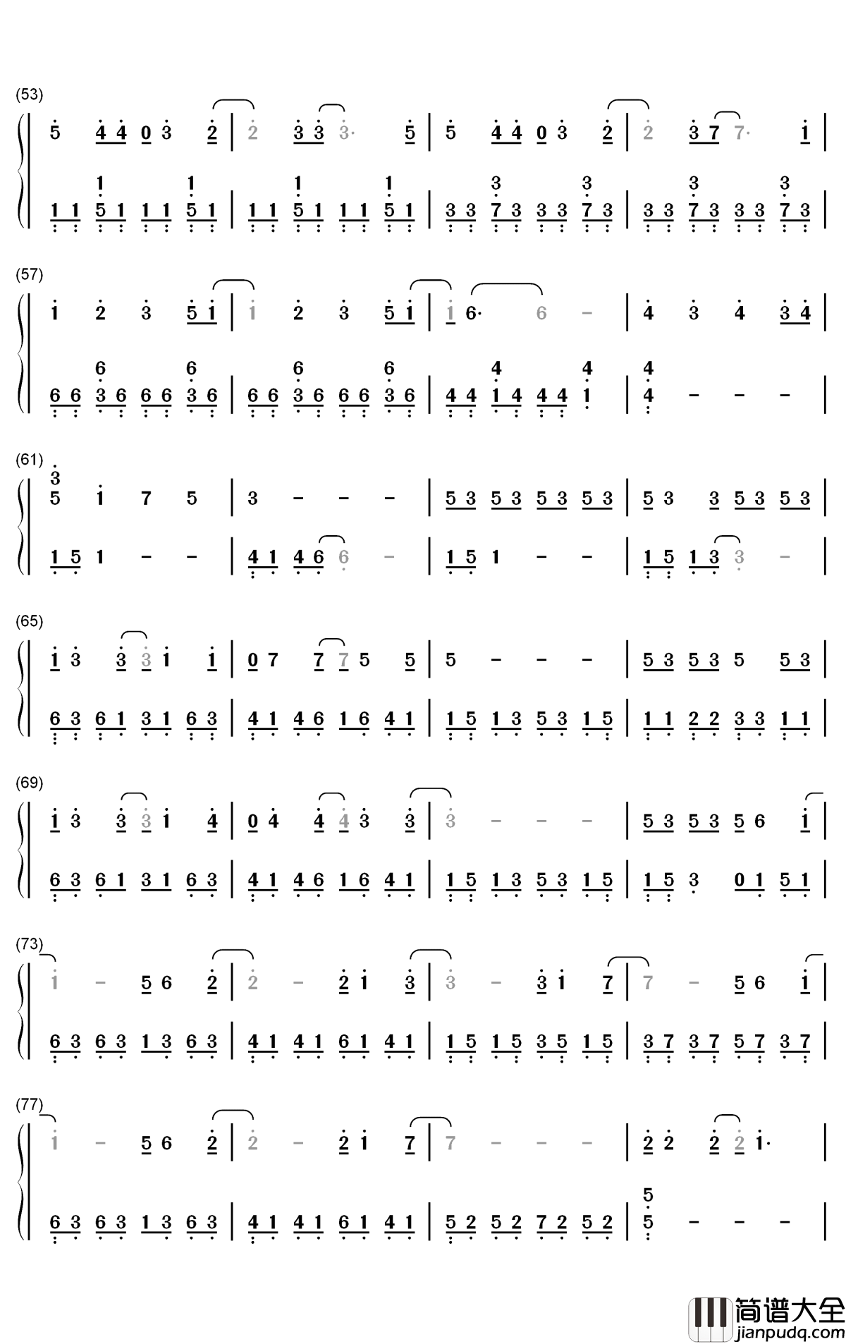 前任钢琴简谱_数字双手_采子_黄伟晋