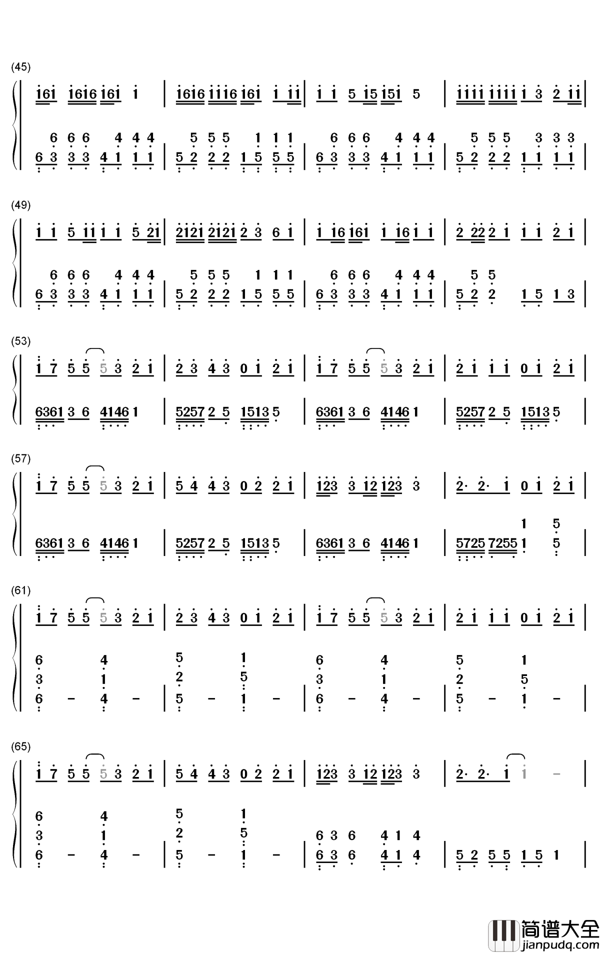 圈住你钢琴简谱_数字双手_一口甜