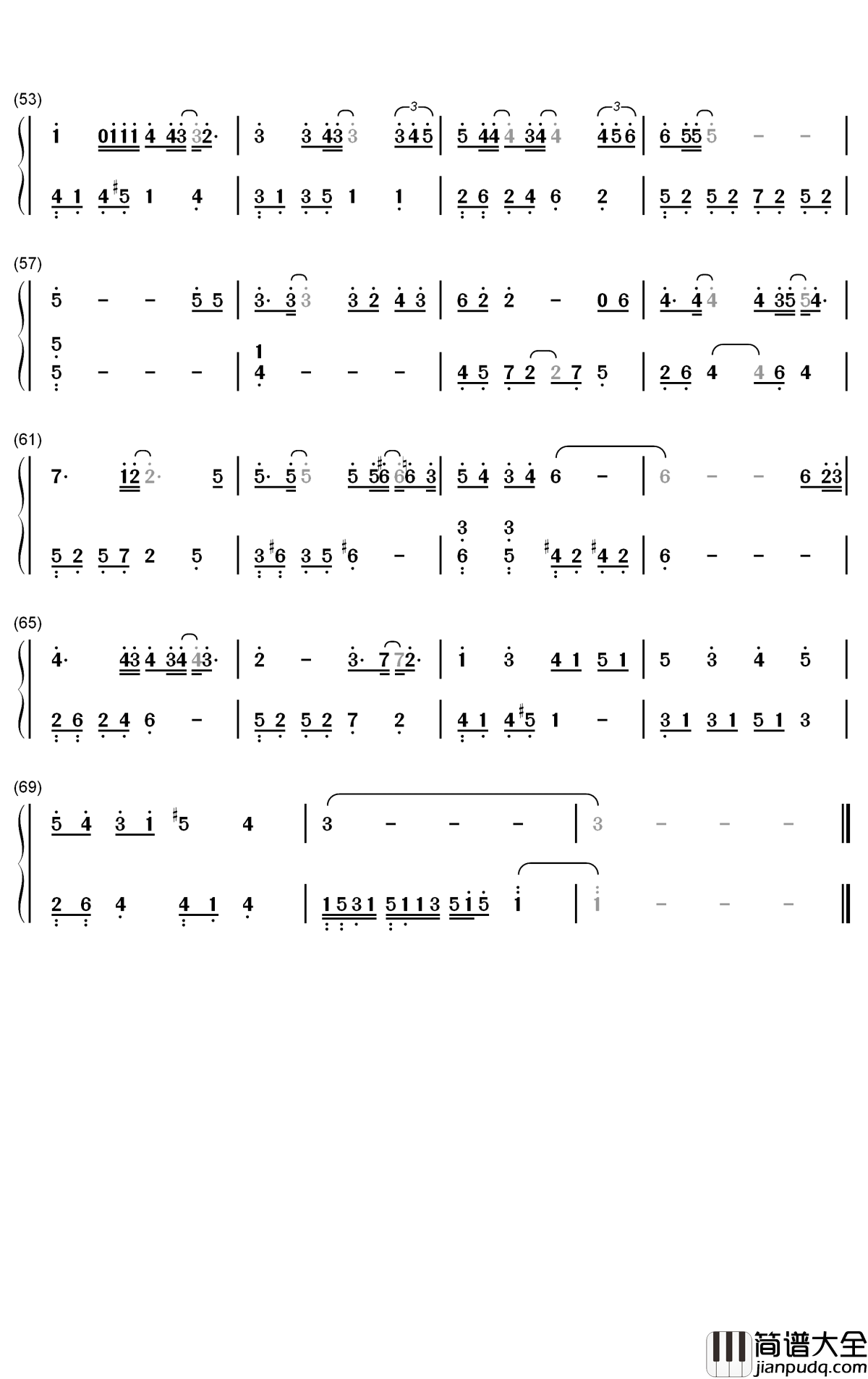 在你不知道的时间里爱你很久钢琴简谱_数字双手_徐佳莹