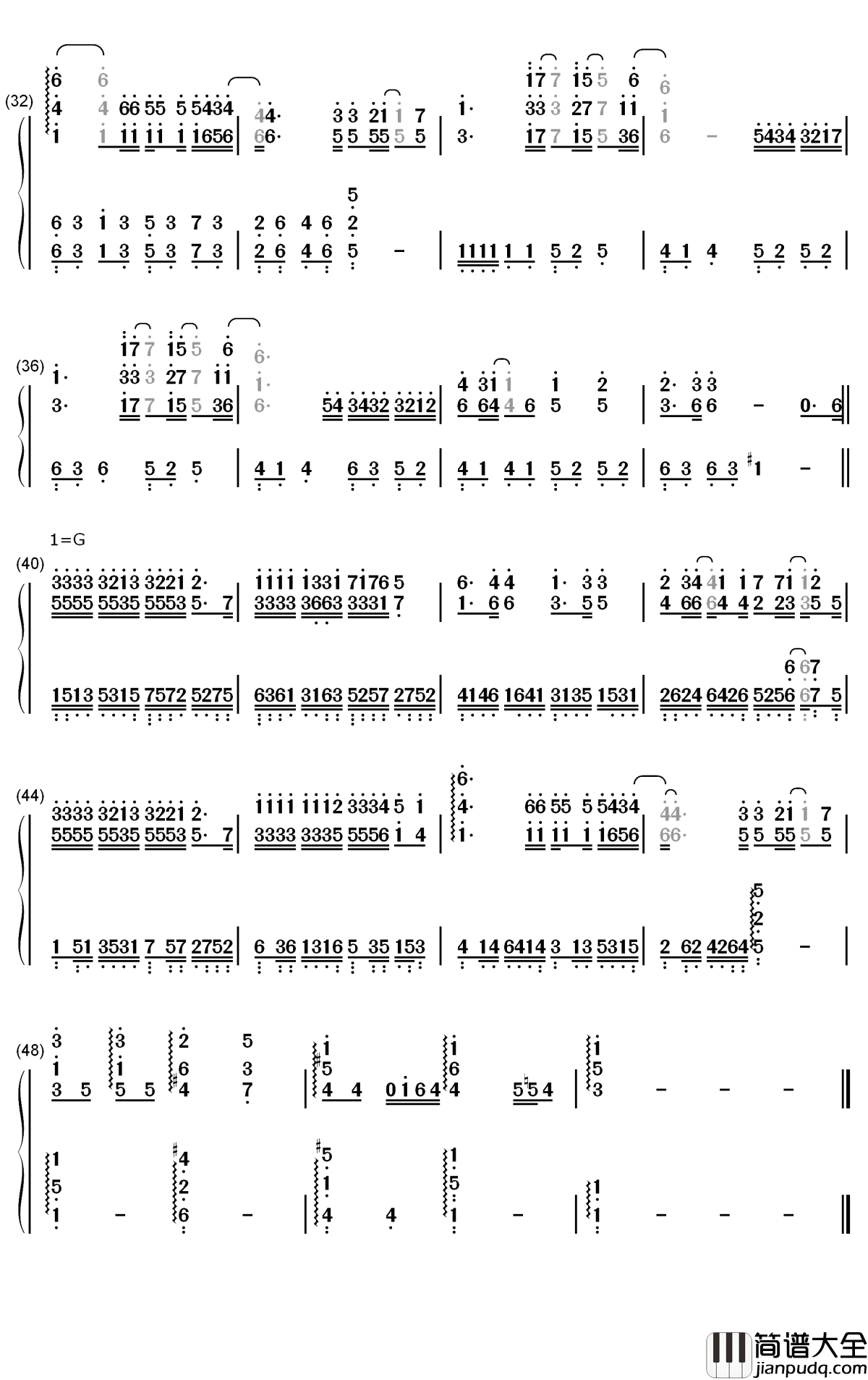 心淡钢琴简谱_数字双手_容祖儿