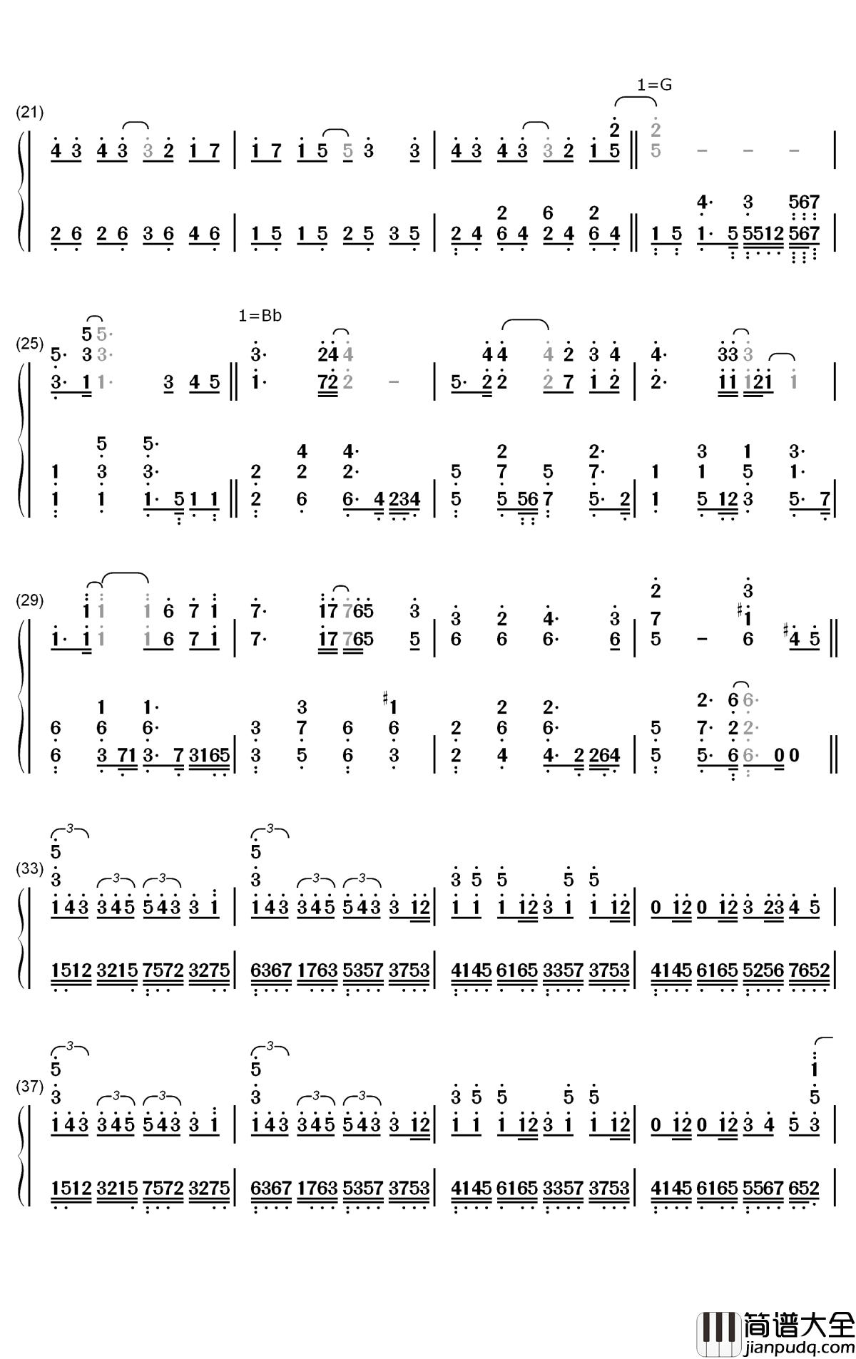 周杰伦钢琴串烧钢琴简谱_数字双手_周杰伦