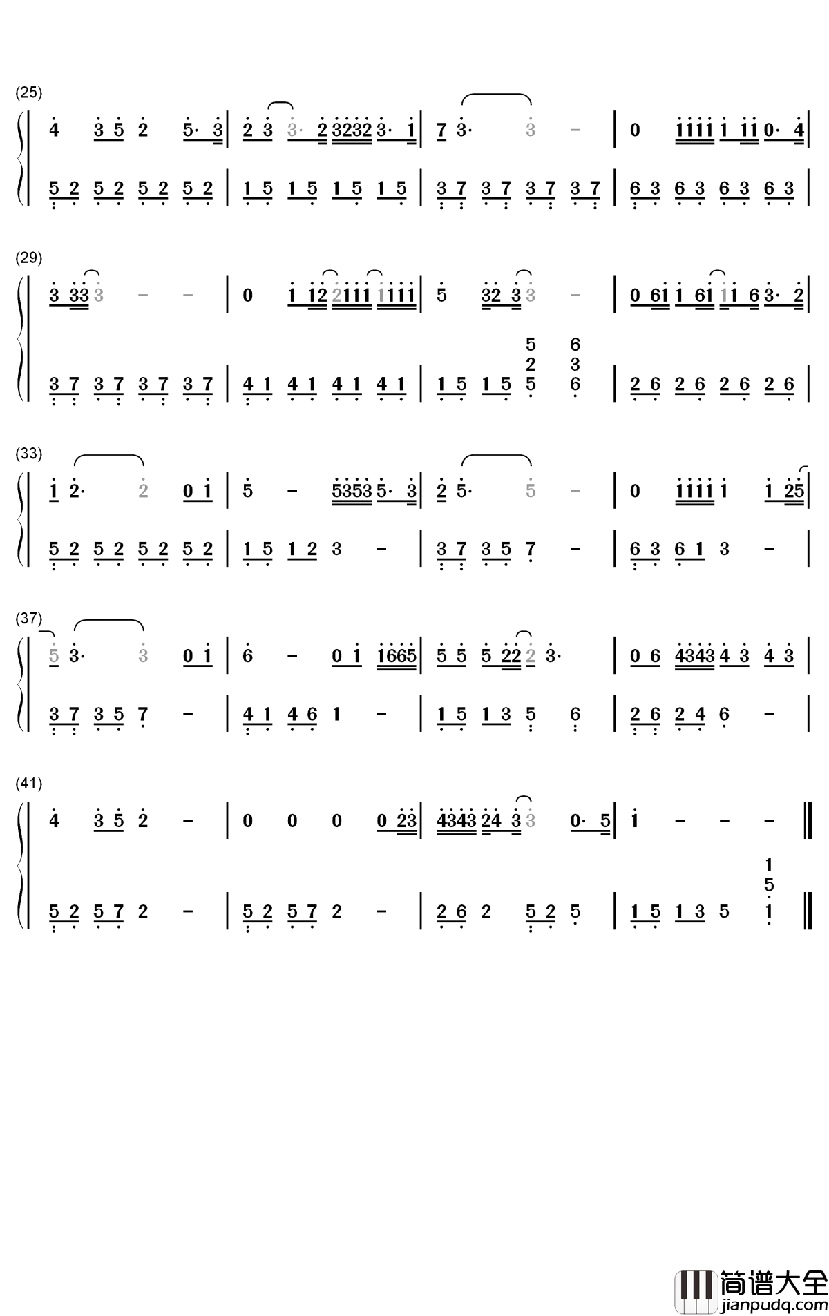 别怕我在钢琴简谱_数字双手_隔壁老樊