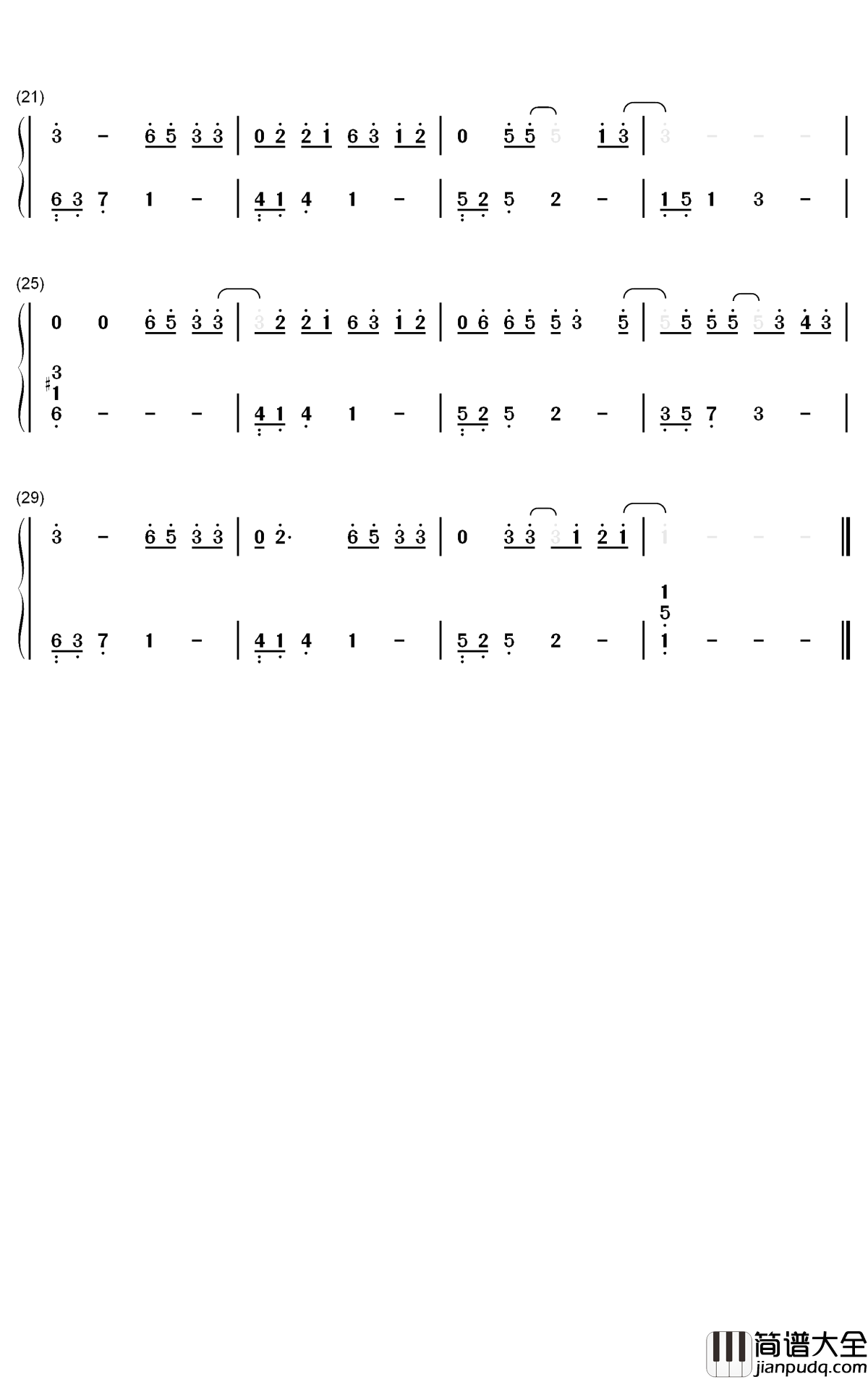 第三人称钢琴简谱_数字双手_Hush!_戚薇