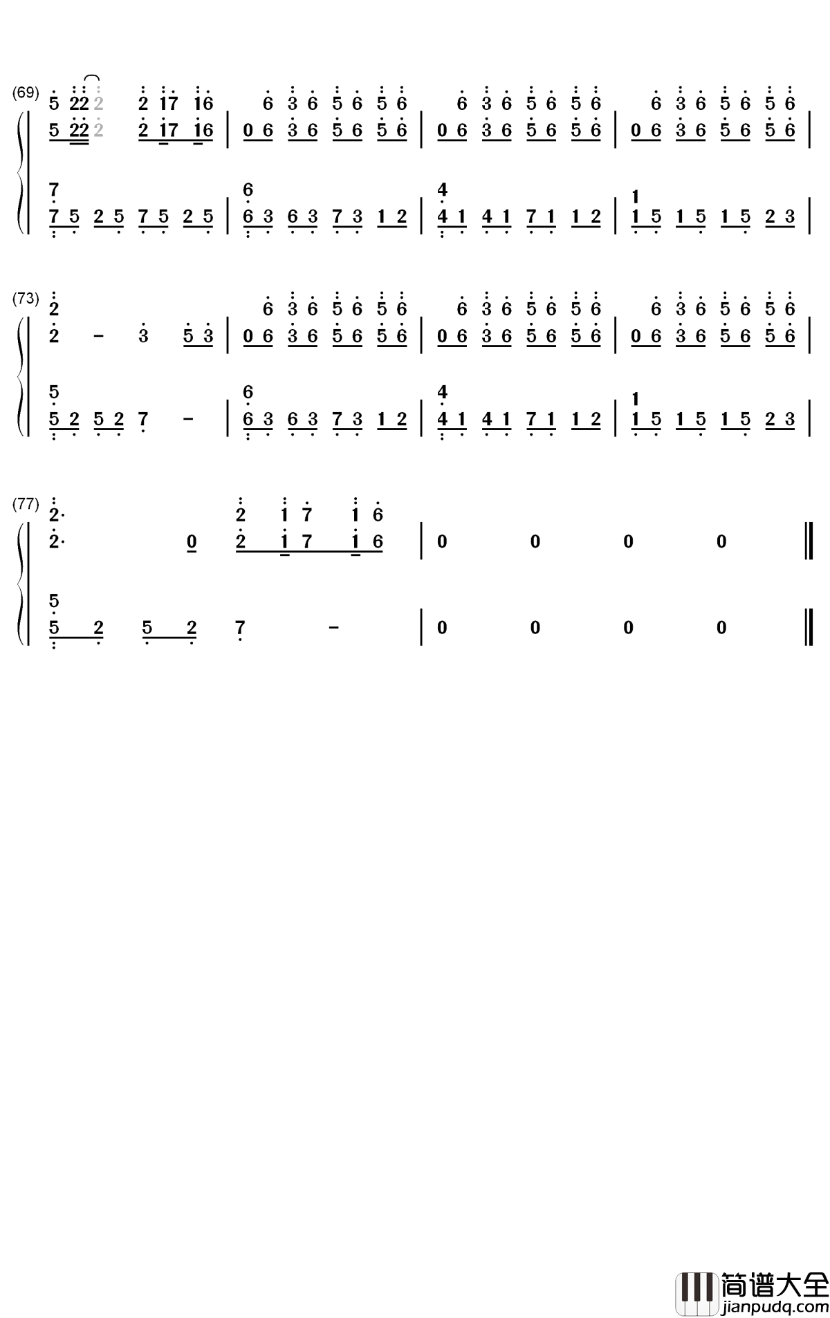 破茧钢琴简谱_数字双手_张韶涵
