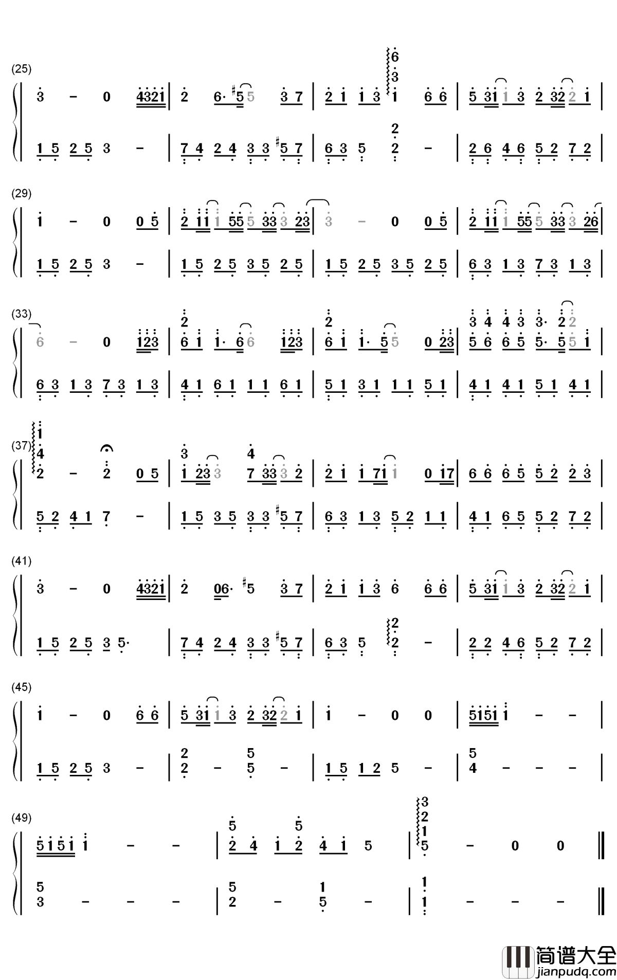 日暮里钢琴简谱_数字双手_JINBAO