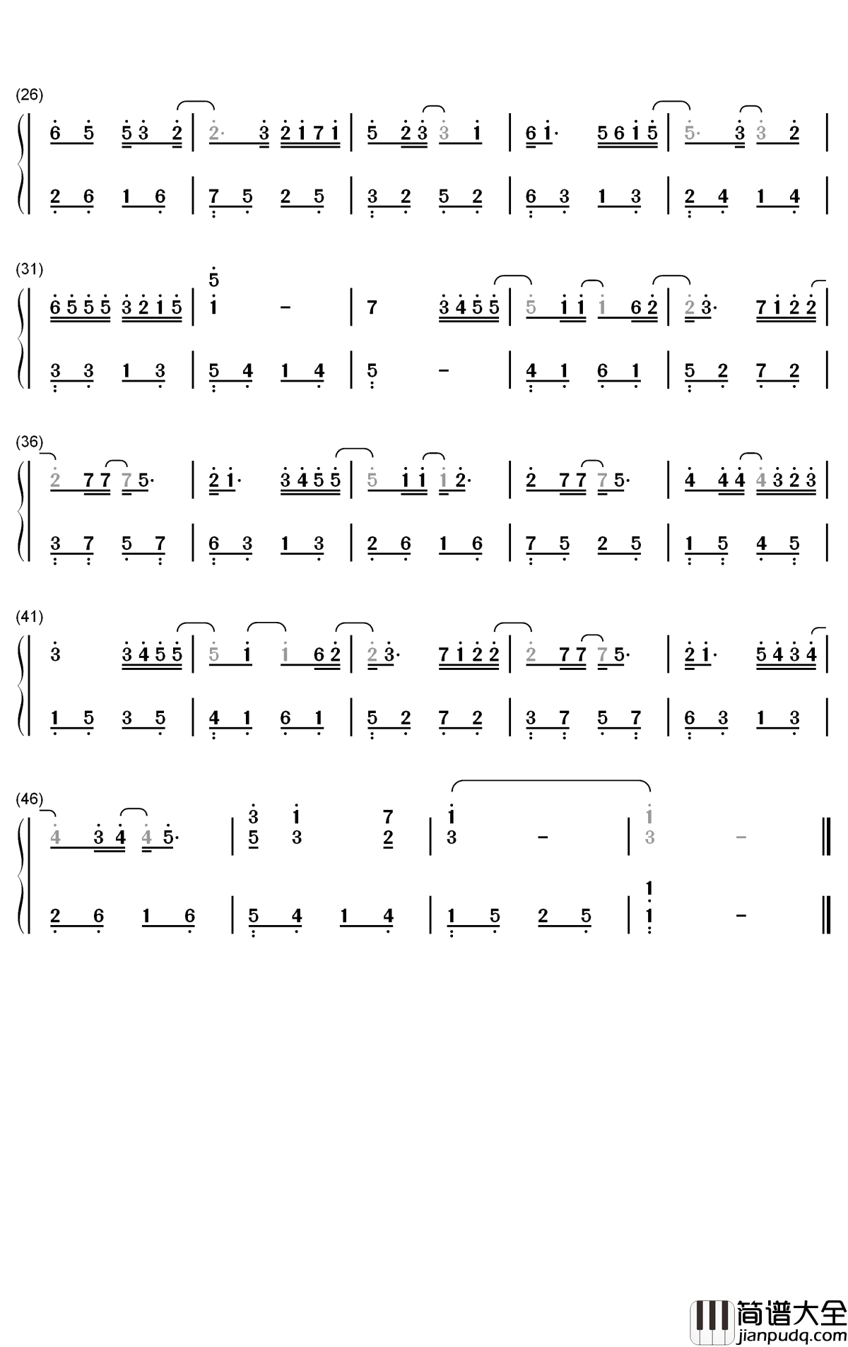 夏天的风钢琴简谱_数字双手_温岚
