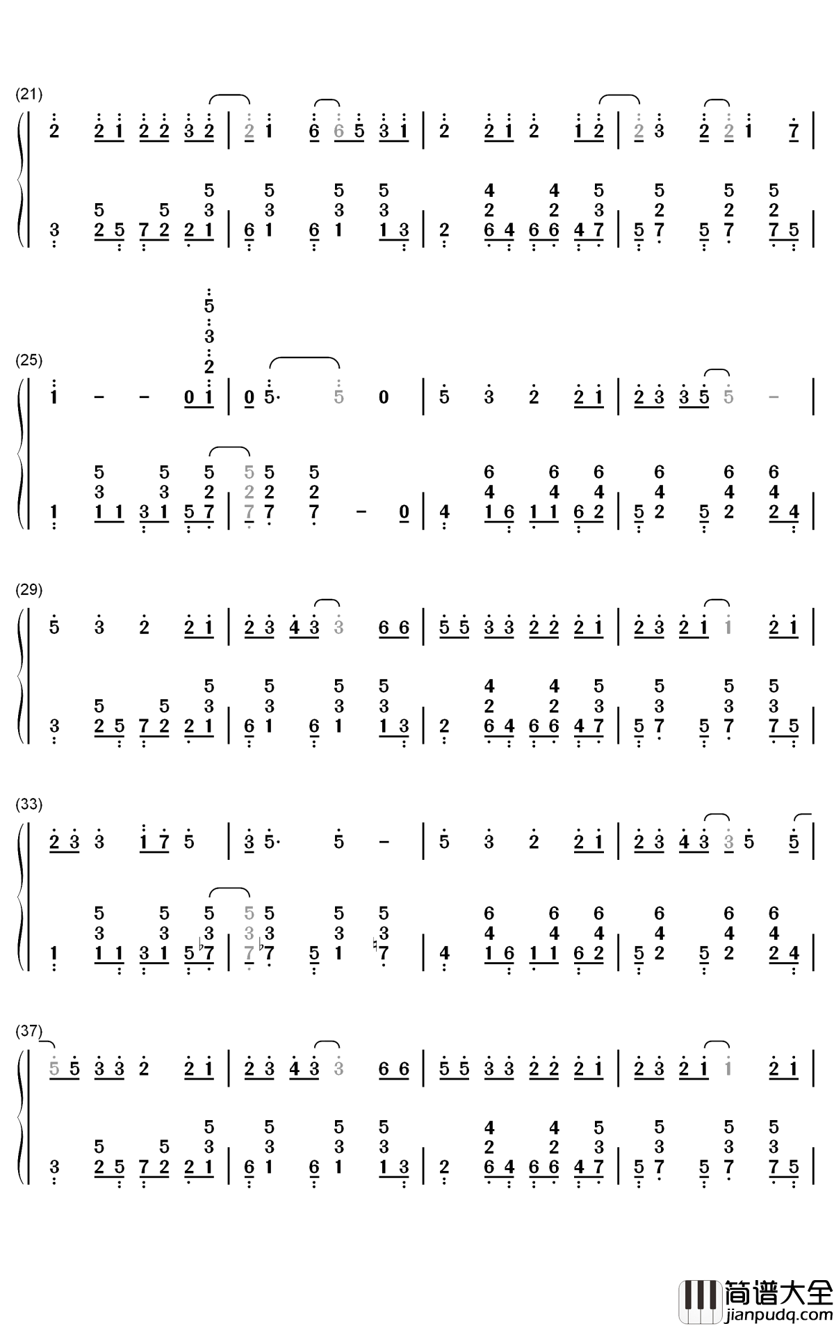 Summertime钢琴简谱_数字双手_cinnamons
