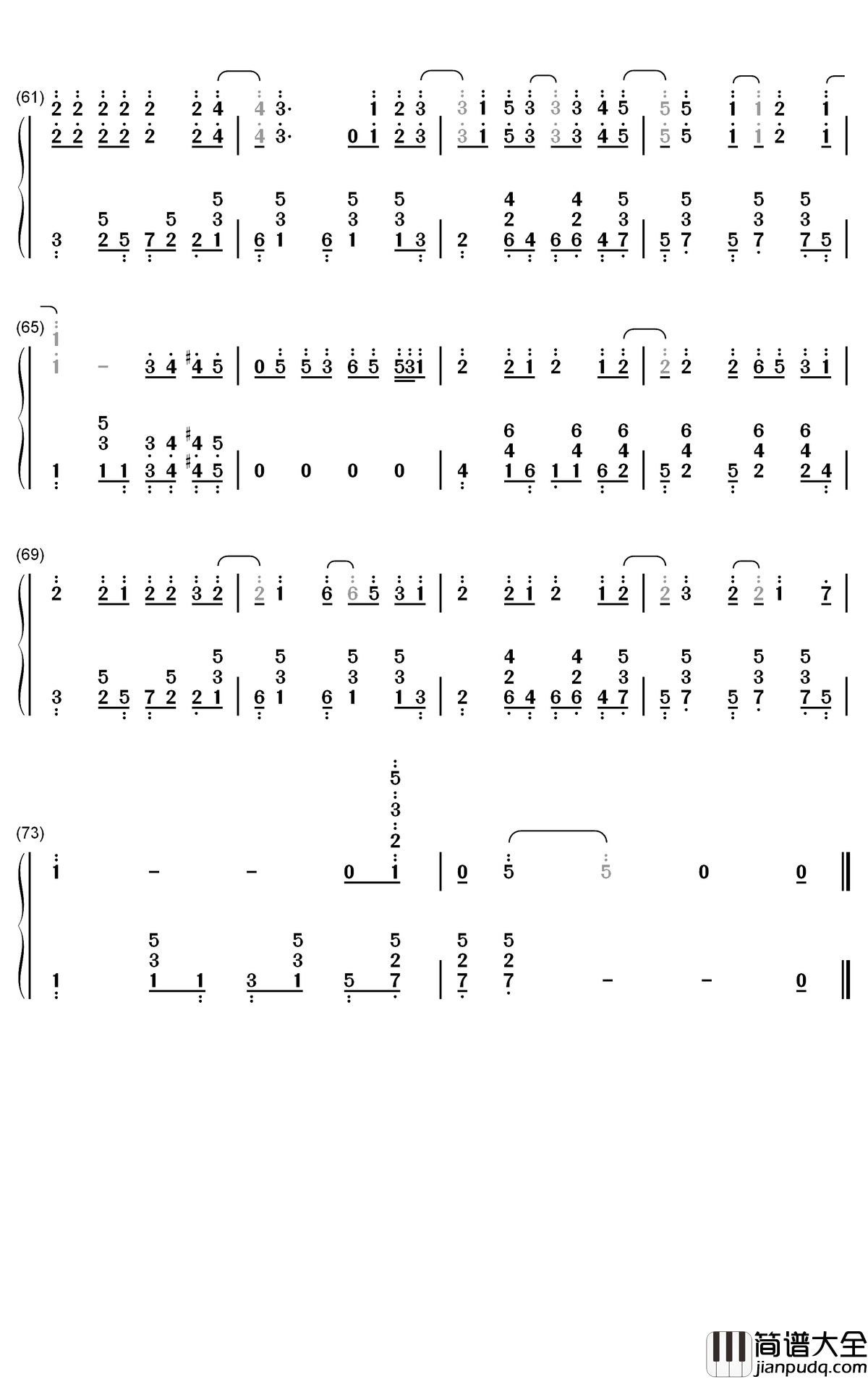 Summertime钢琴简谱_数字双手_cinnamons