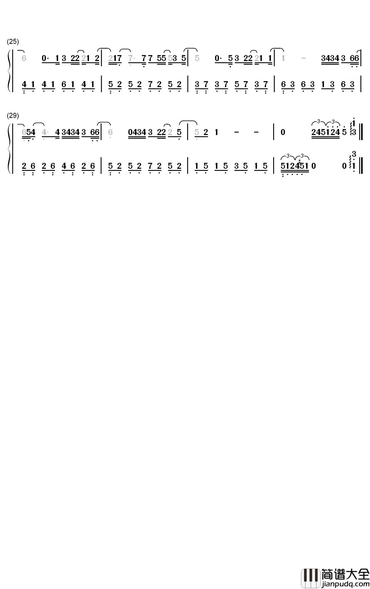 无人之岛钢琴简谱_数字双手_任然