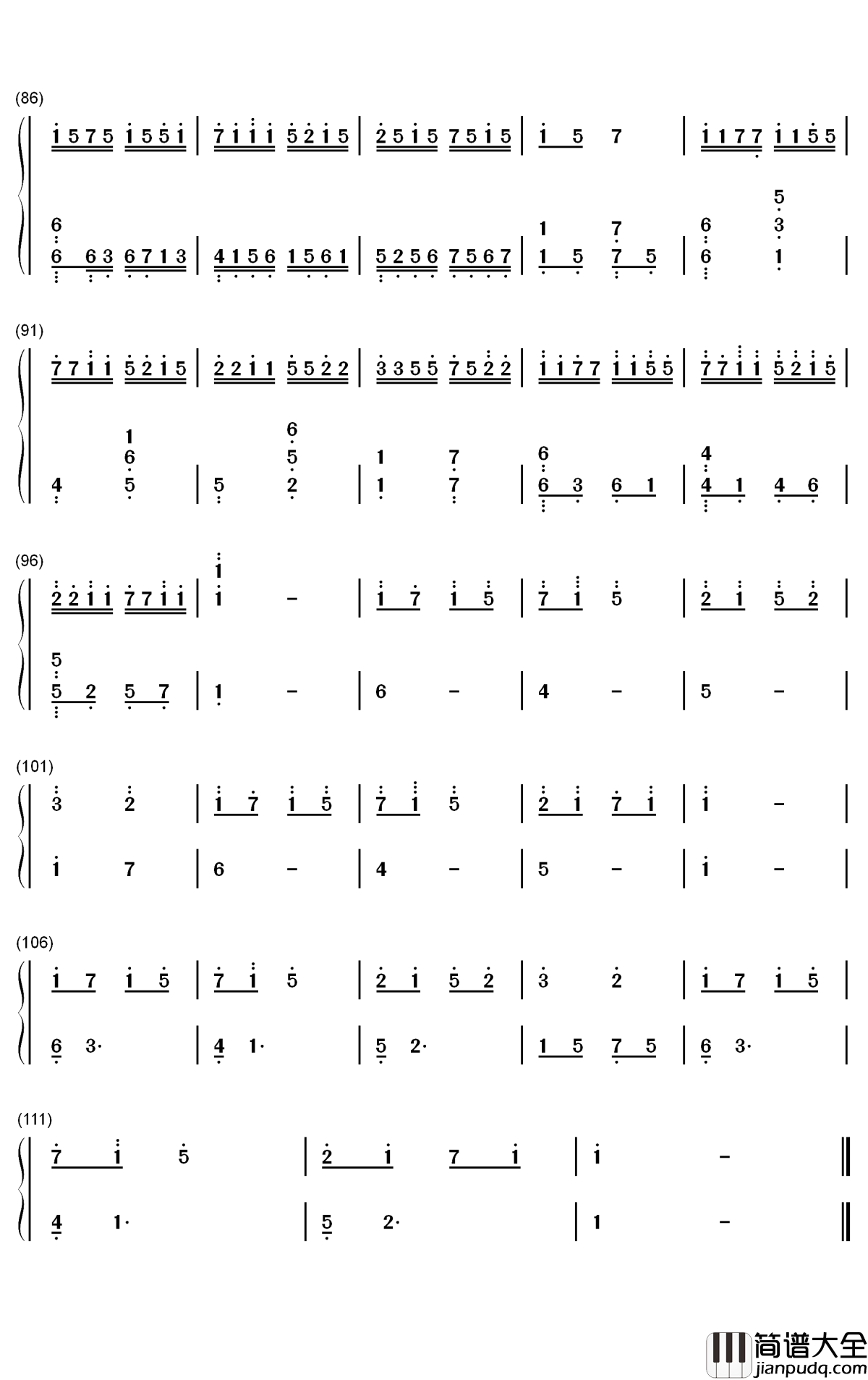 银河赴约钢琴简谱_数字双手_CMJ
